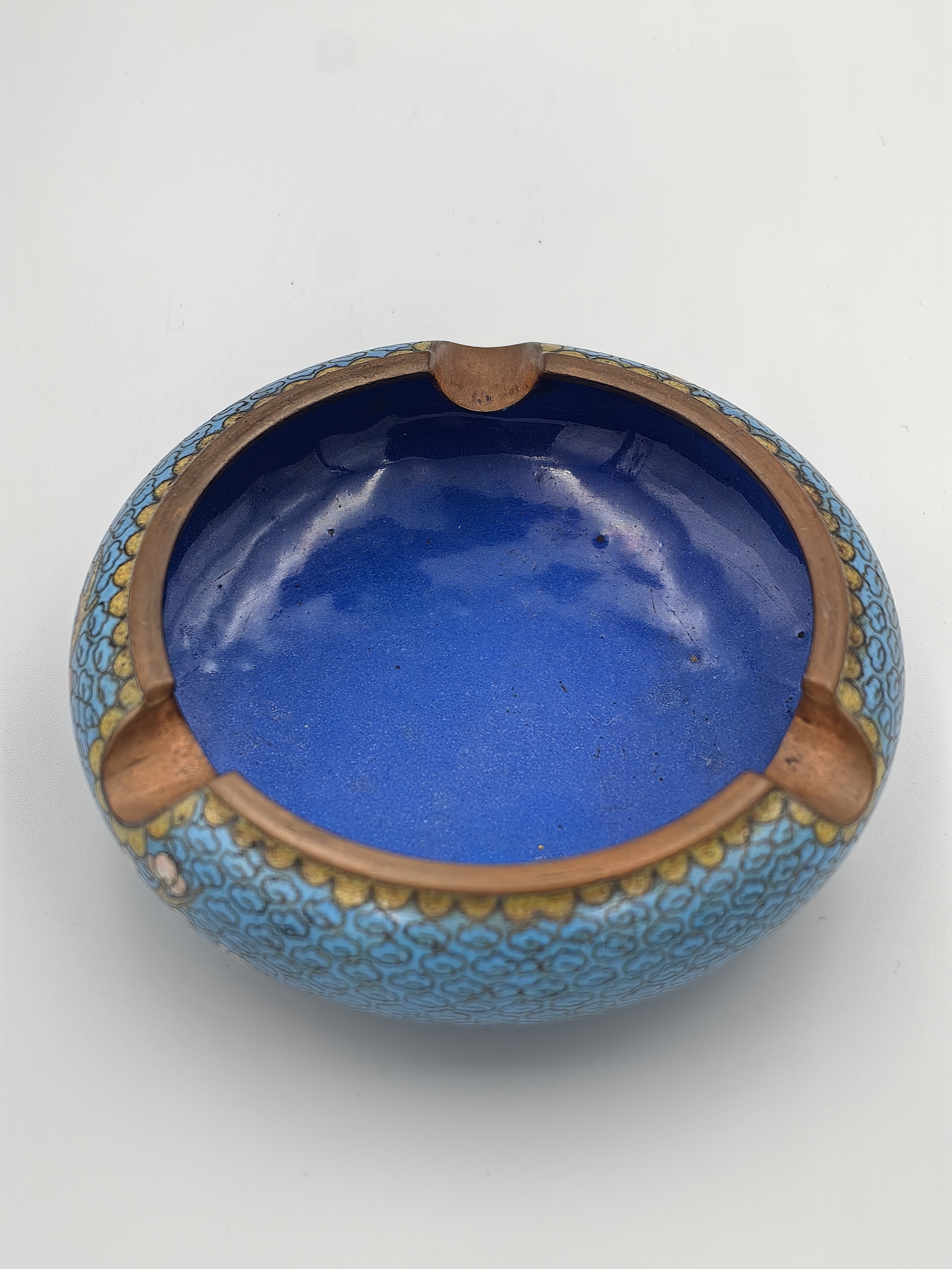 Chinese Cloisonne Enameled Brass Ashtray