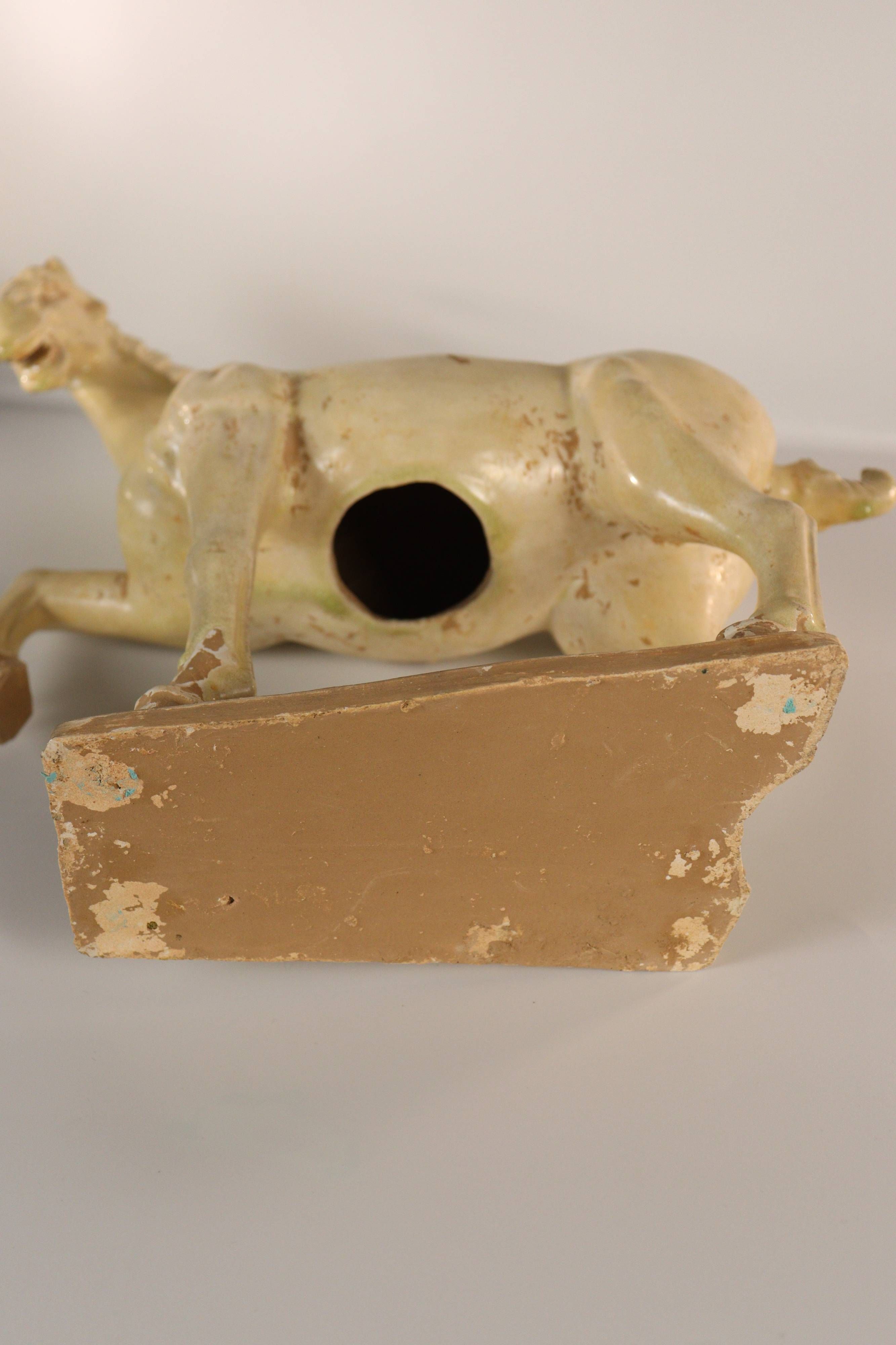 A Glazed Pottery Figure of a Prancing Horse - Additional view