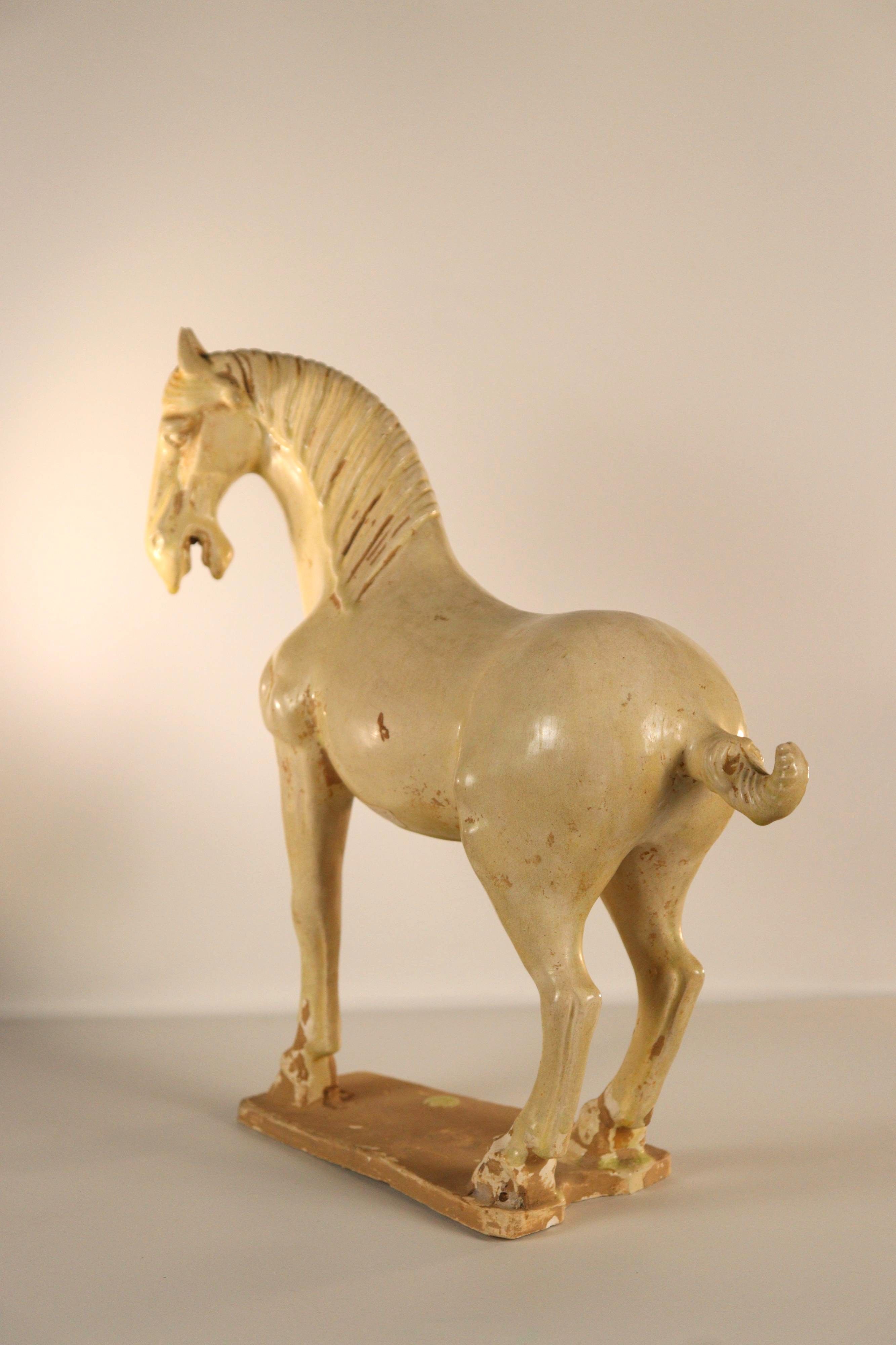 A Glazed Pottery Figure of a Prancing Horse - Additional view