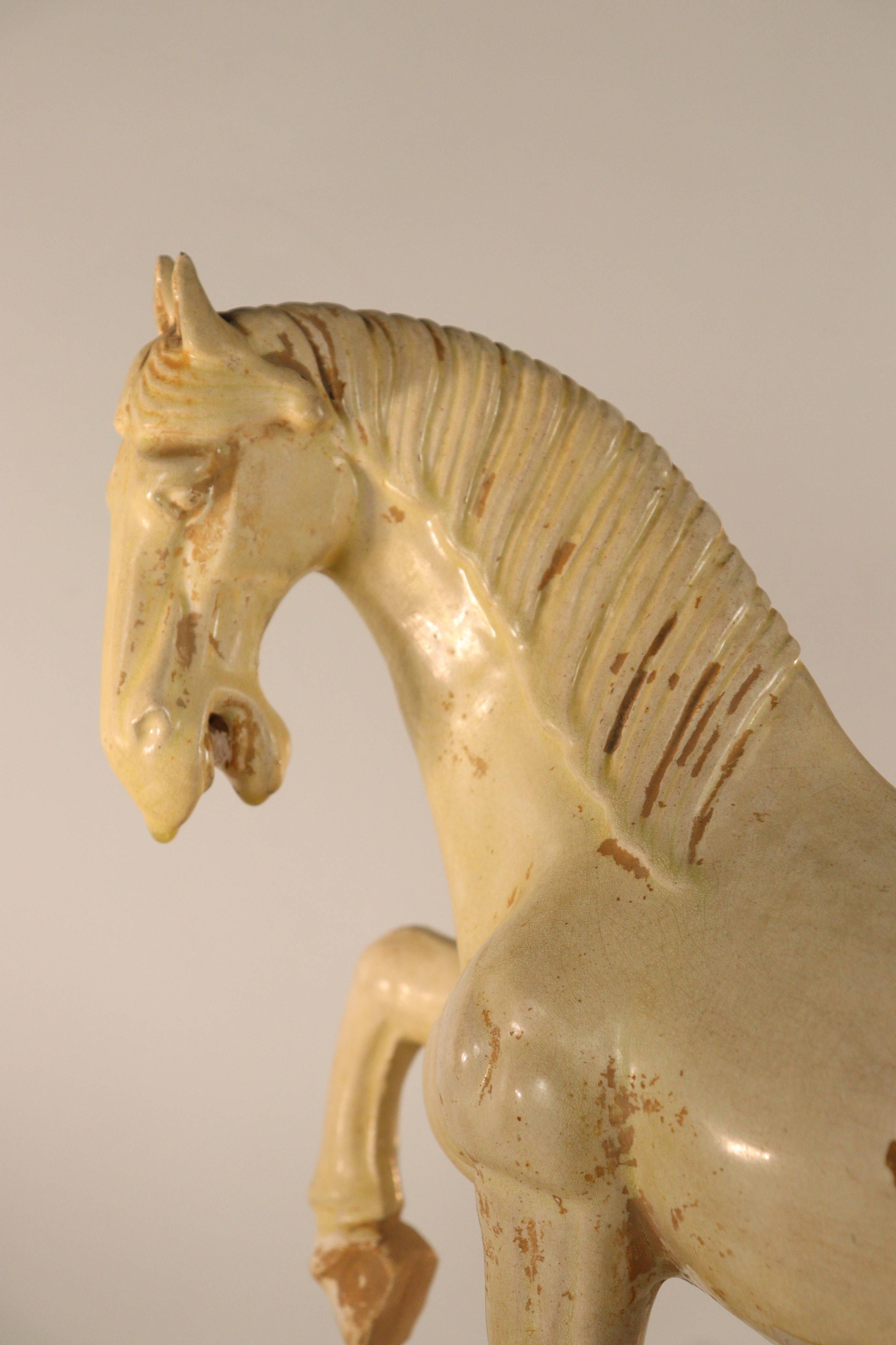 A Glazed Pottery Figure of a Prancing Horse - Additional view