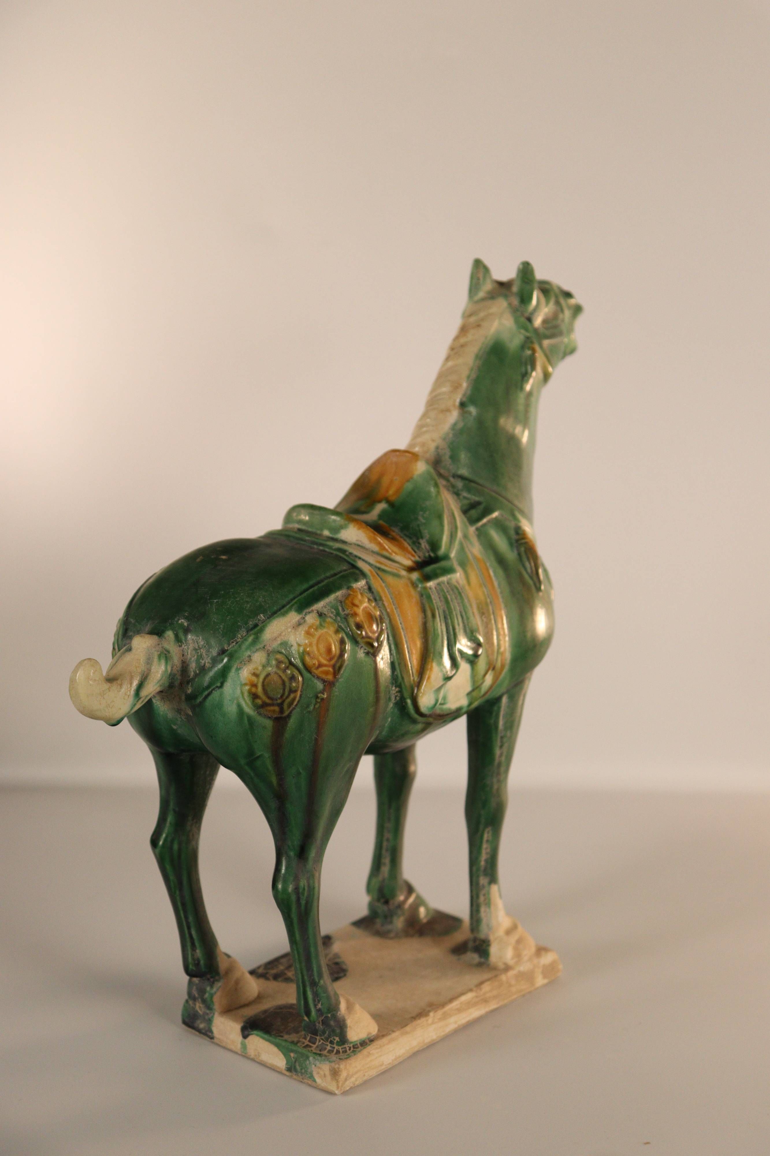 A Pair of Sancai-Glazed Pottery Horse Figures - Additional view