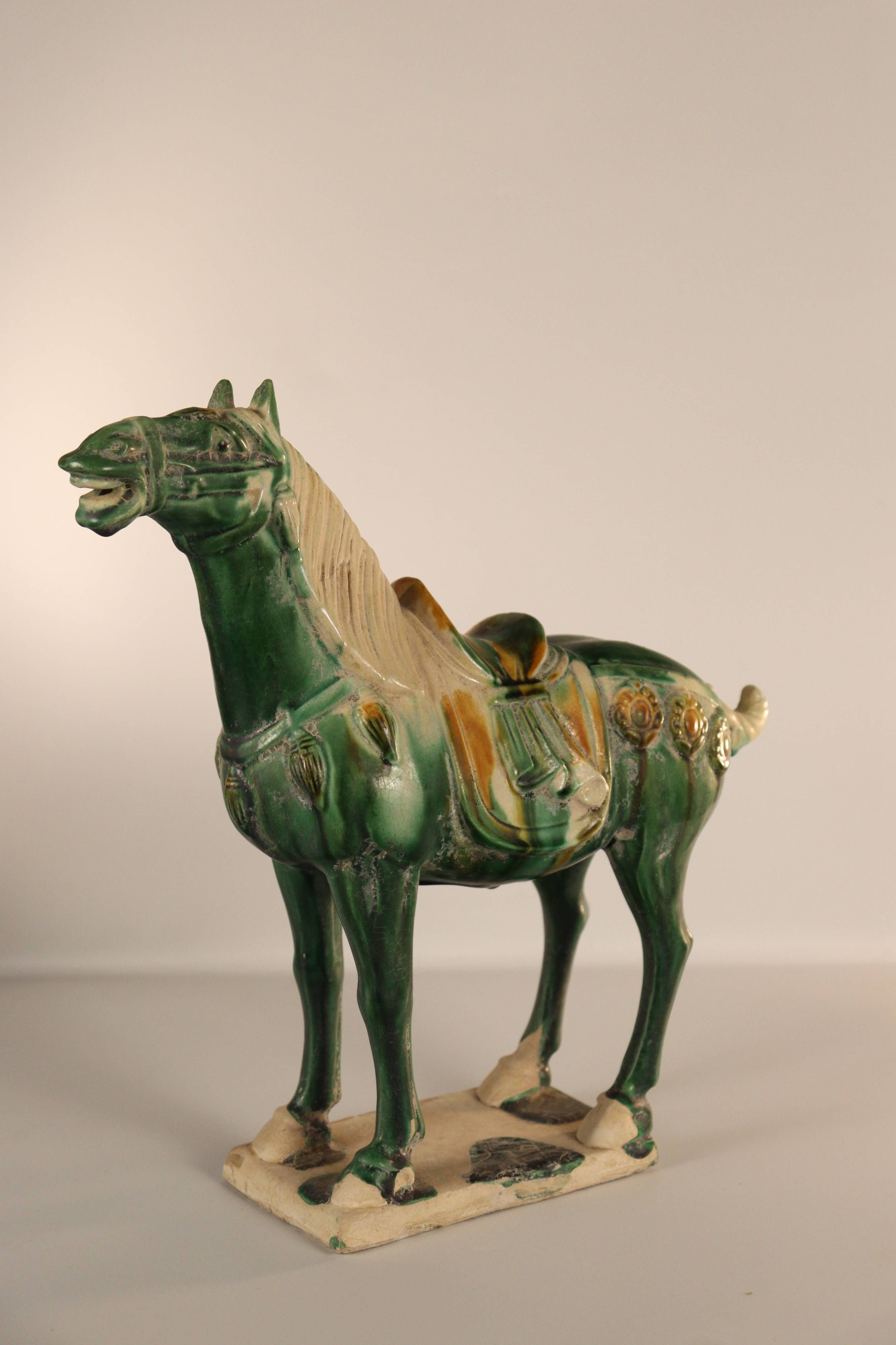 A Pair of Sancai-Glazed Pottery Horse Figures - Additional view