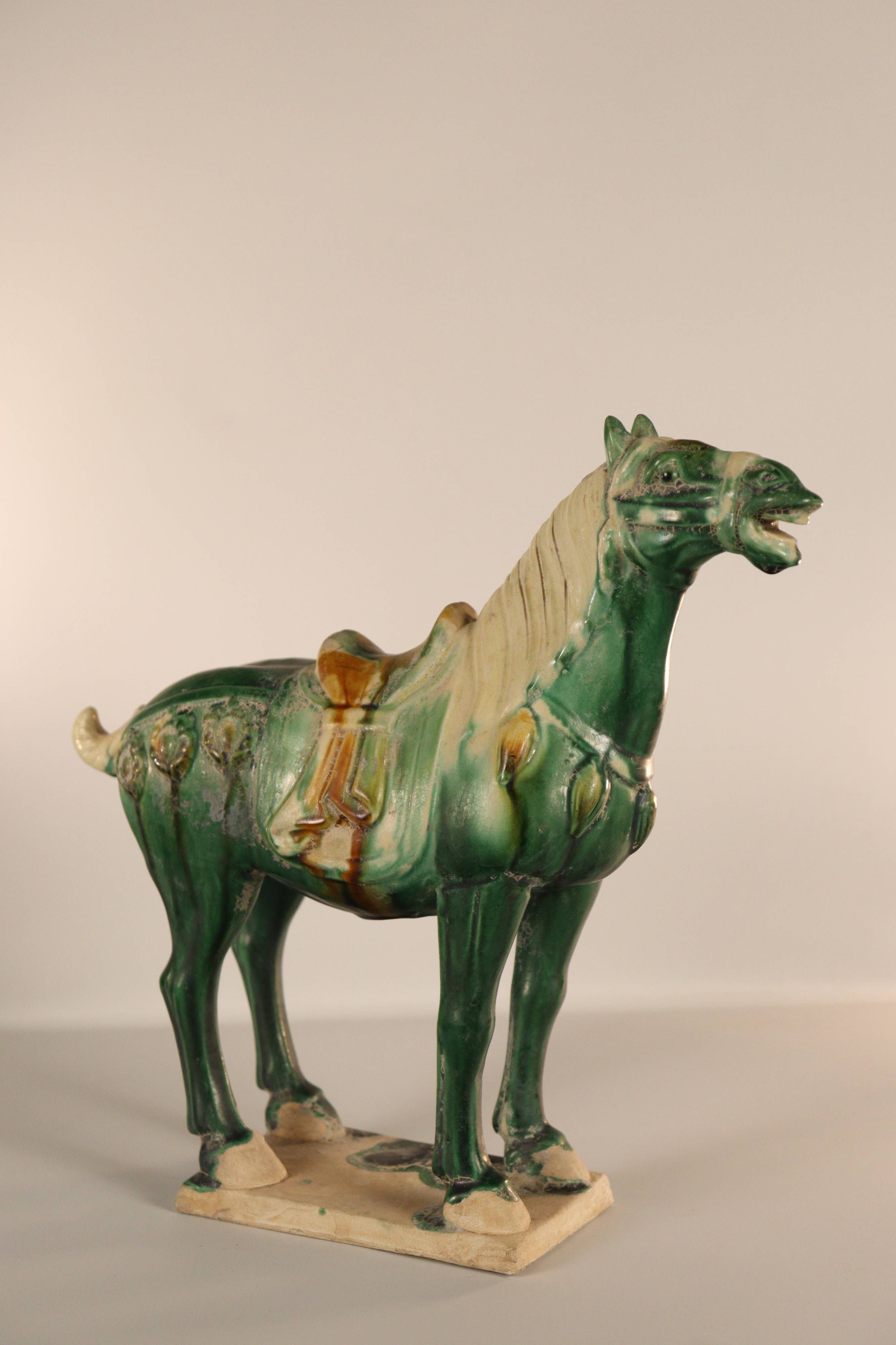 A Pair of Sancai-Glazed Pottery Horse Figures - Additional view