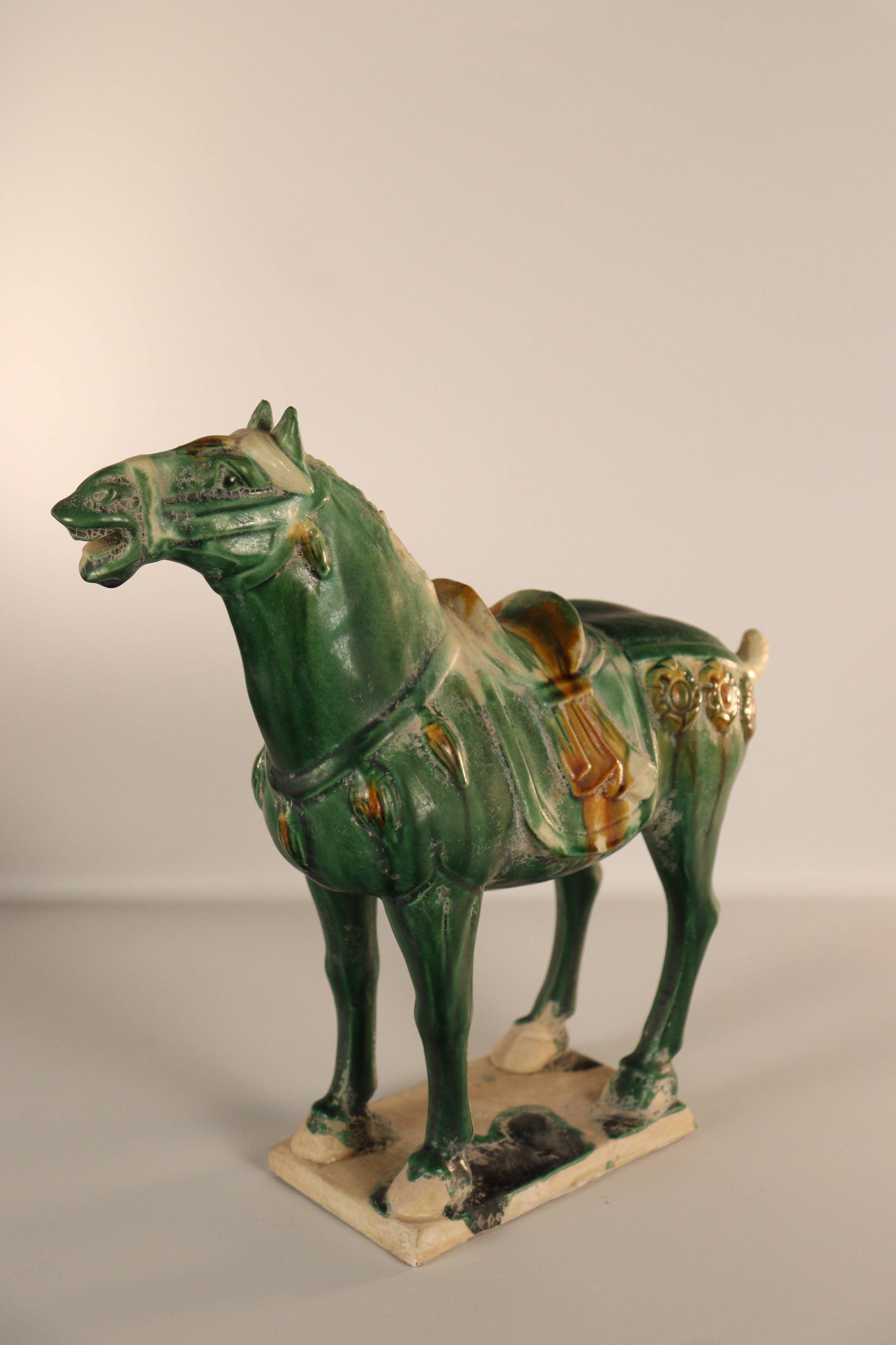 A Pair of Sancai-Glazed Pottery Horse Figures - Additional view