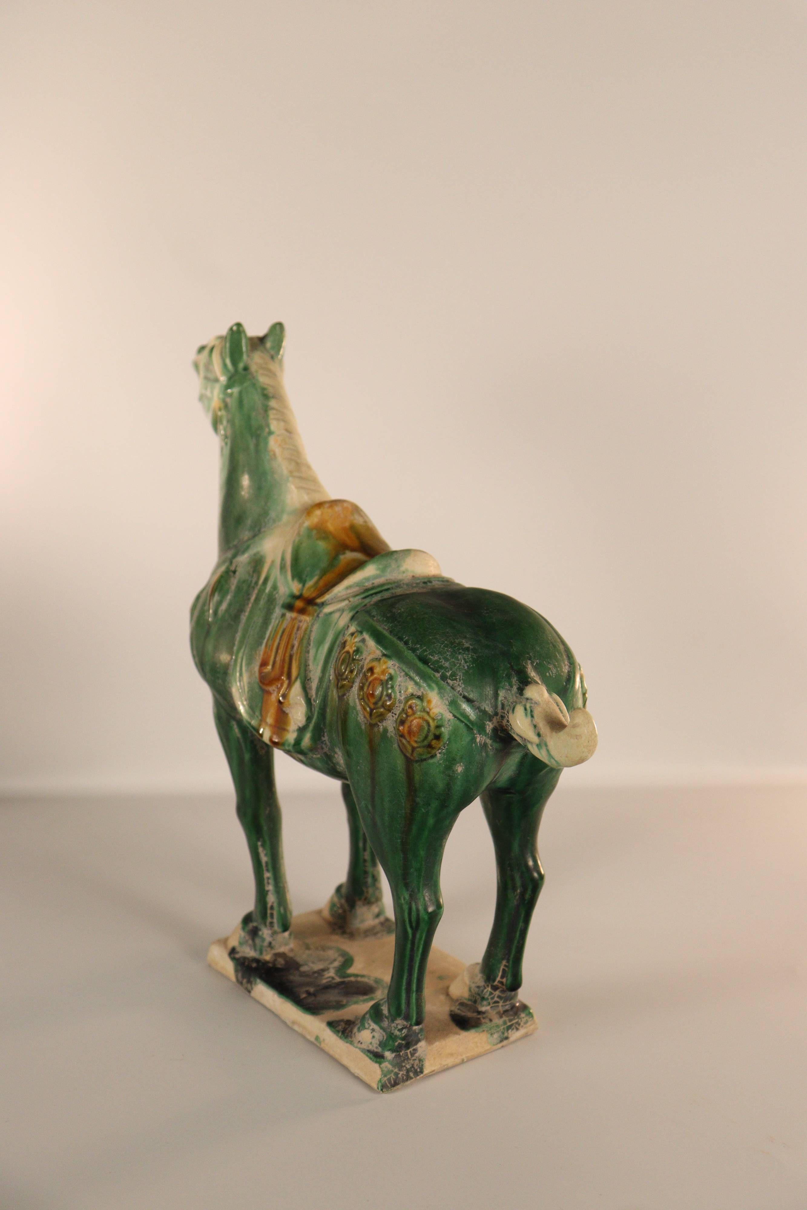 A Pair of Sancai-Glazed Pottery Horse Figures - Additional view