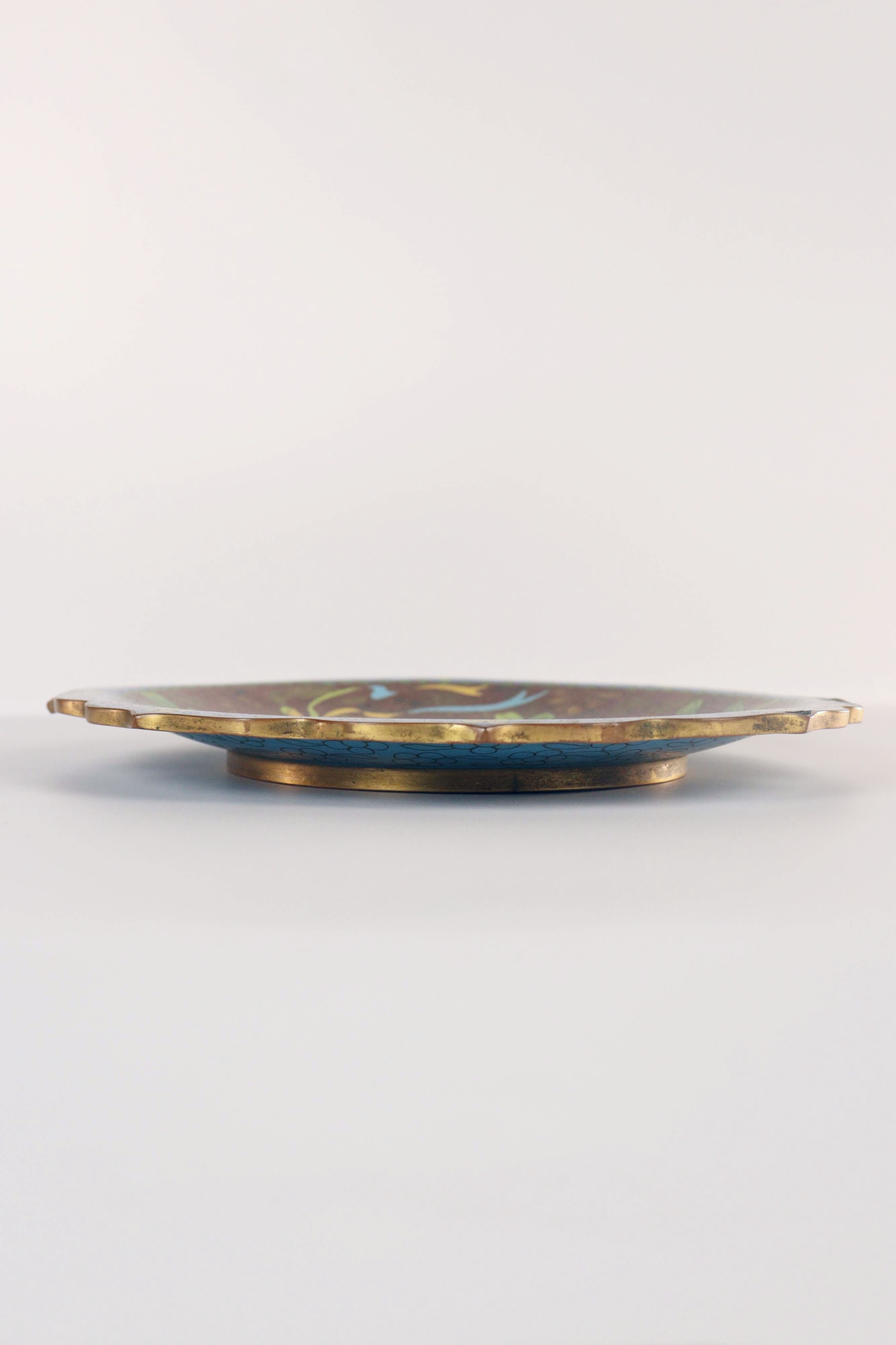 Chinese Cloisonne Enamel Dish - Additional view