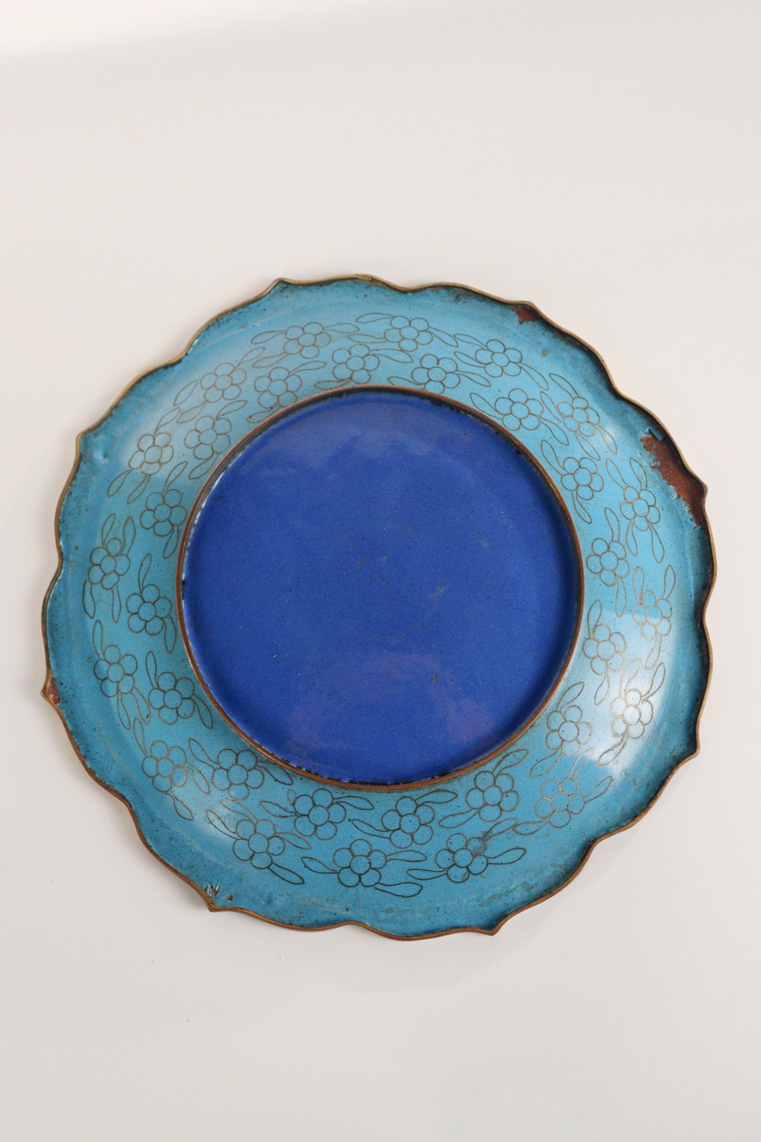 Chinese Cloisonne Enamel Dish - Additional view