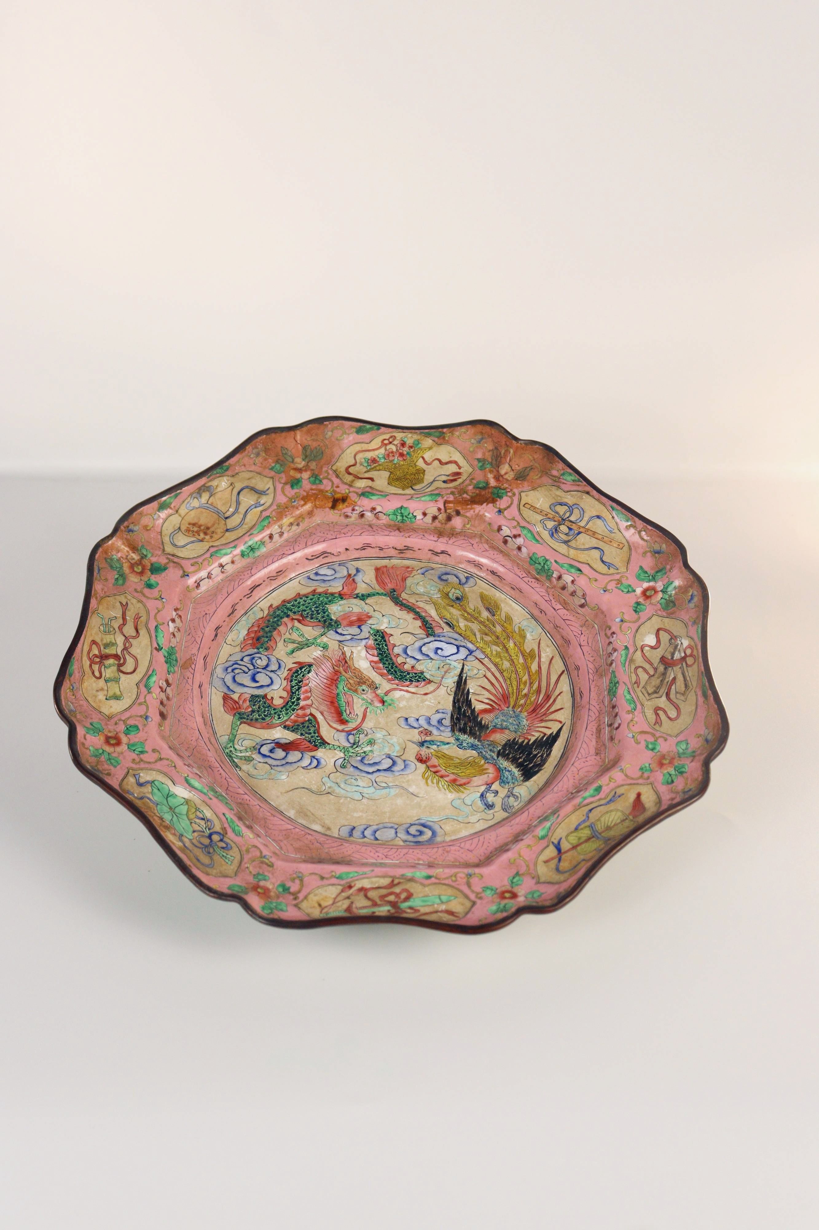 Chinese Cloisonné Enamel Dish - Additional view