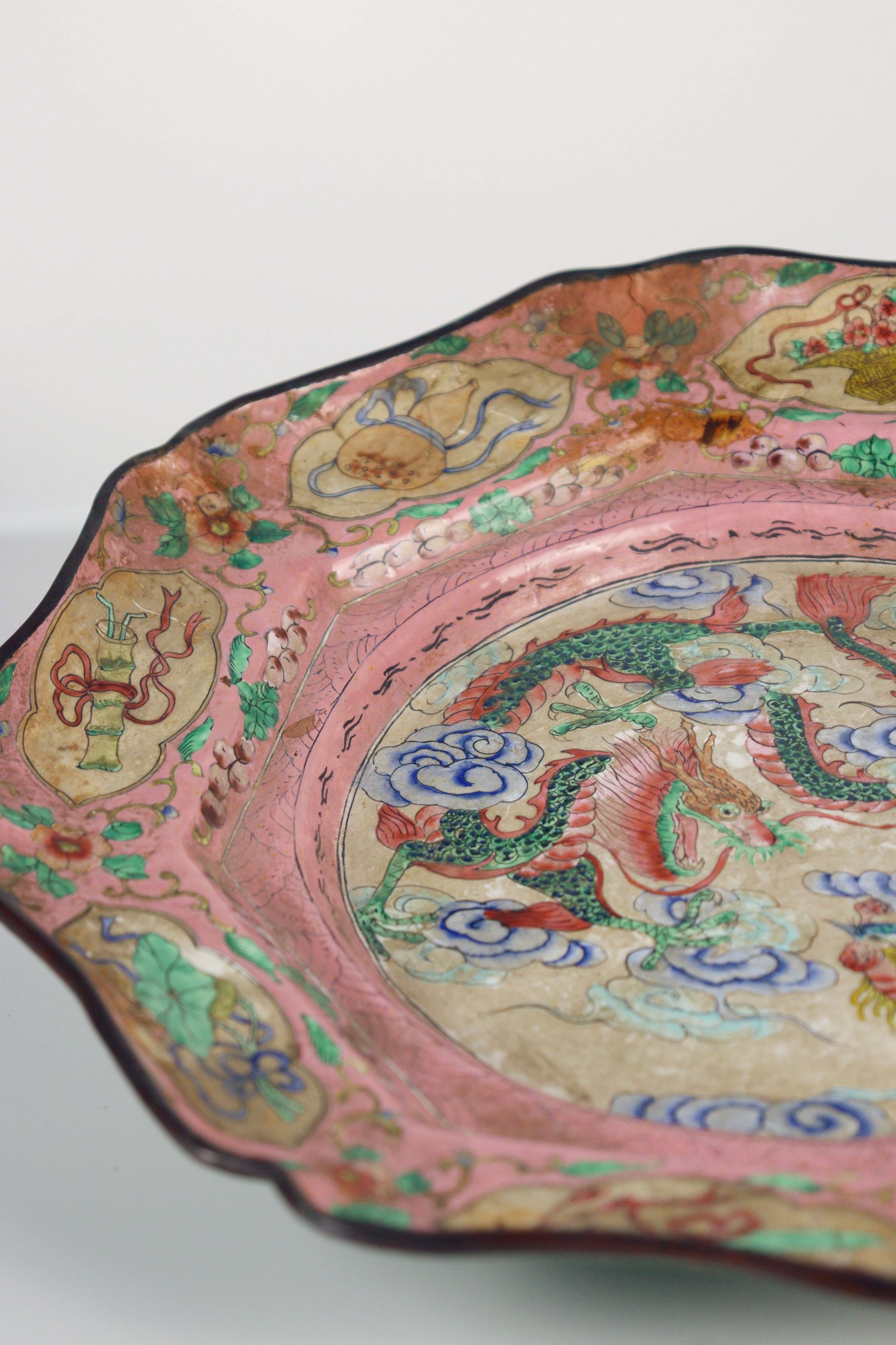 Chinese Cloisonné Enamel Dish - Additional view