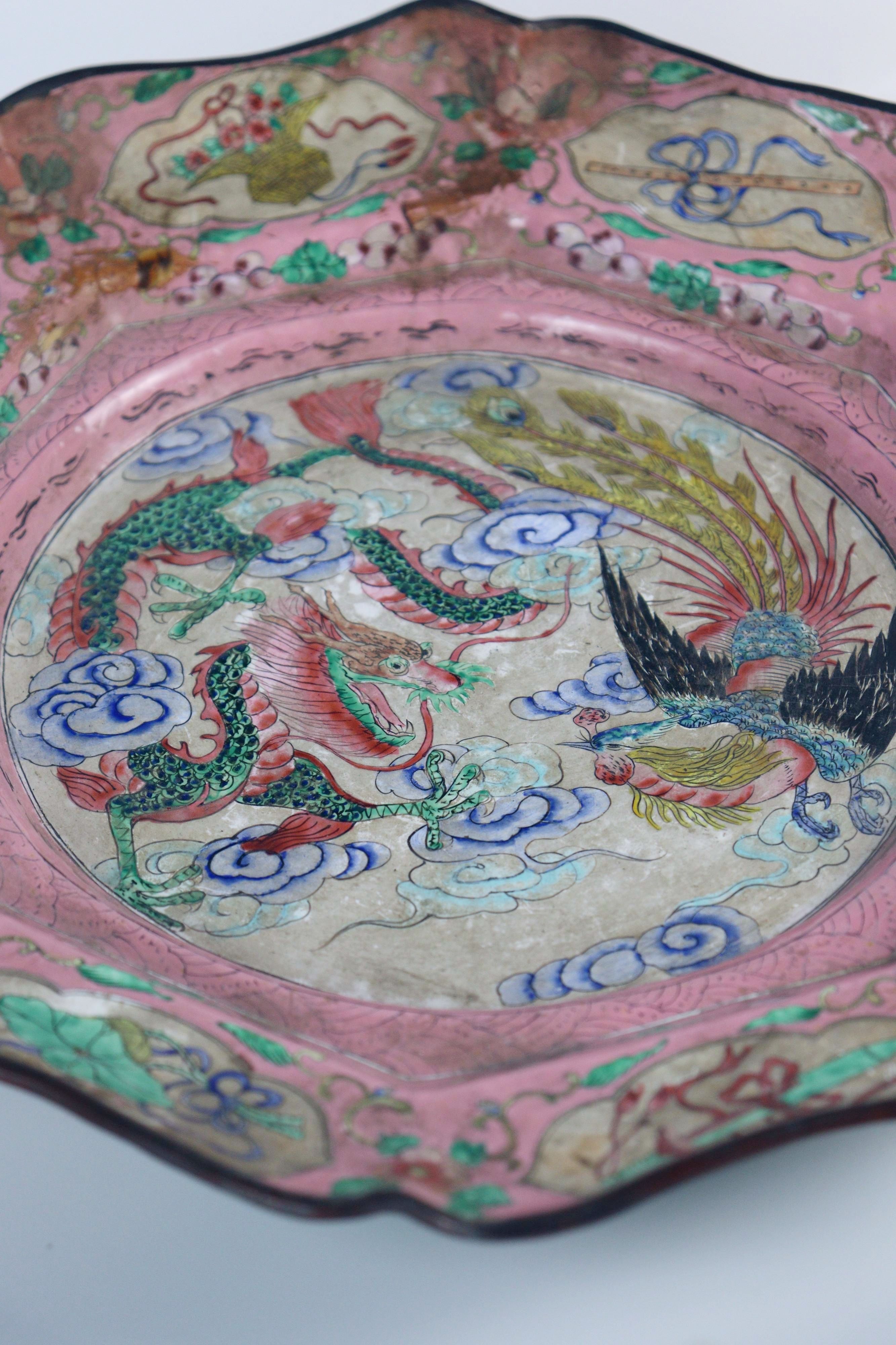 Chinese Cloisonné Enamel Dish - Additional view
