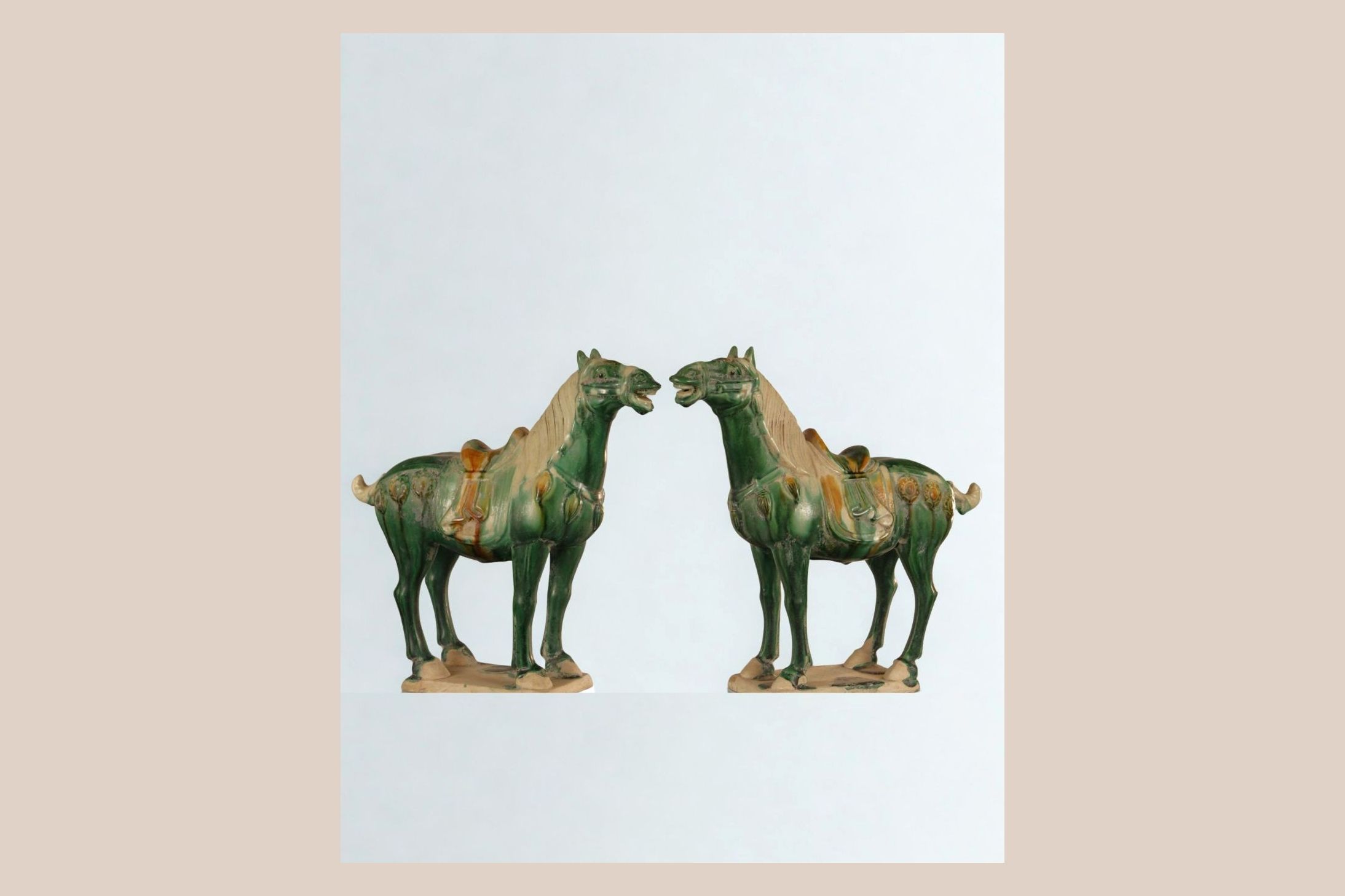 A Pair of Sancai-Glazed Pottery Horse Figures