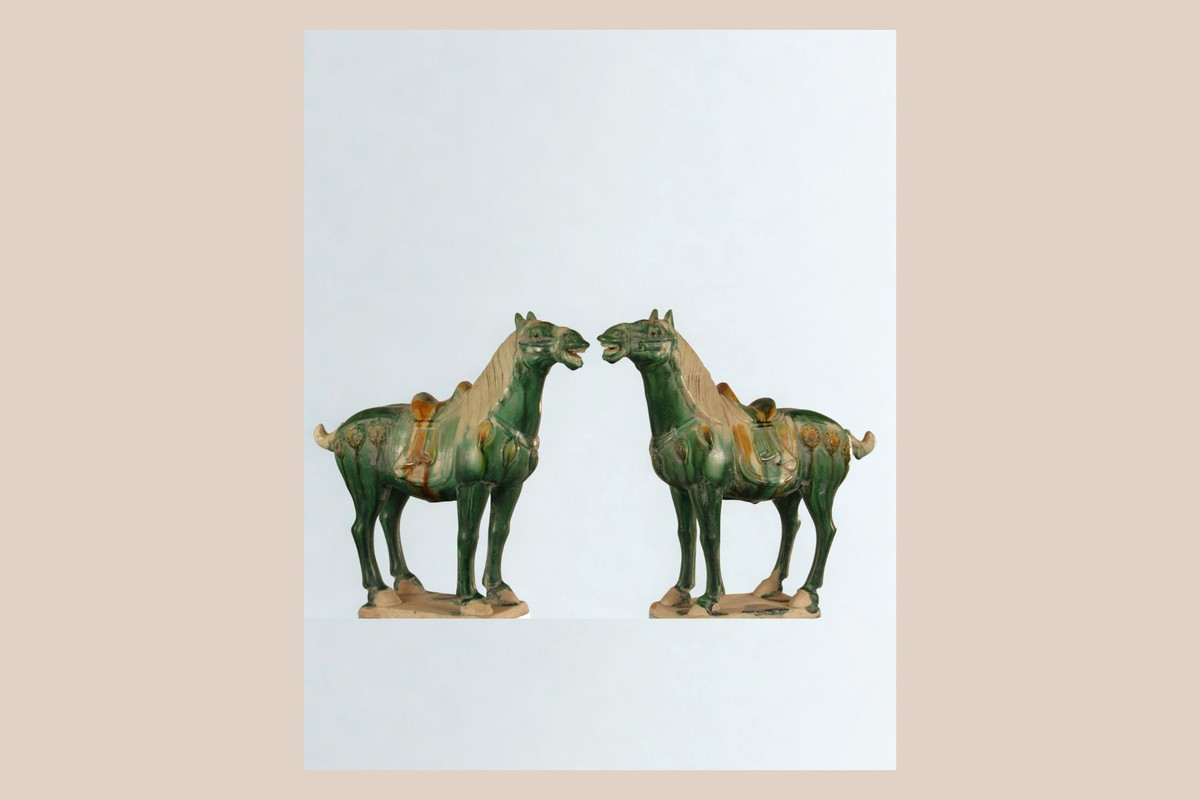 A Pair of Sancai-Glazed Pottery Horse Figures