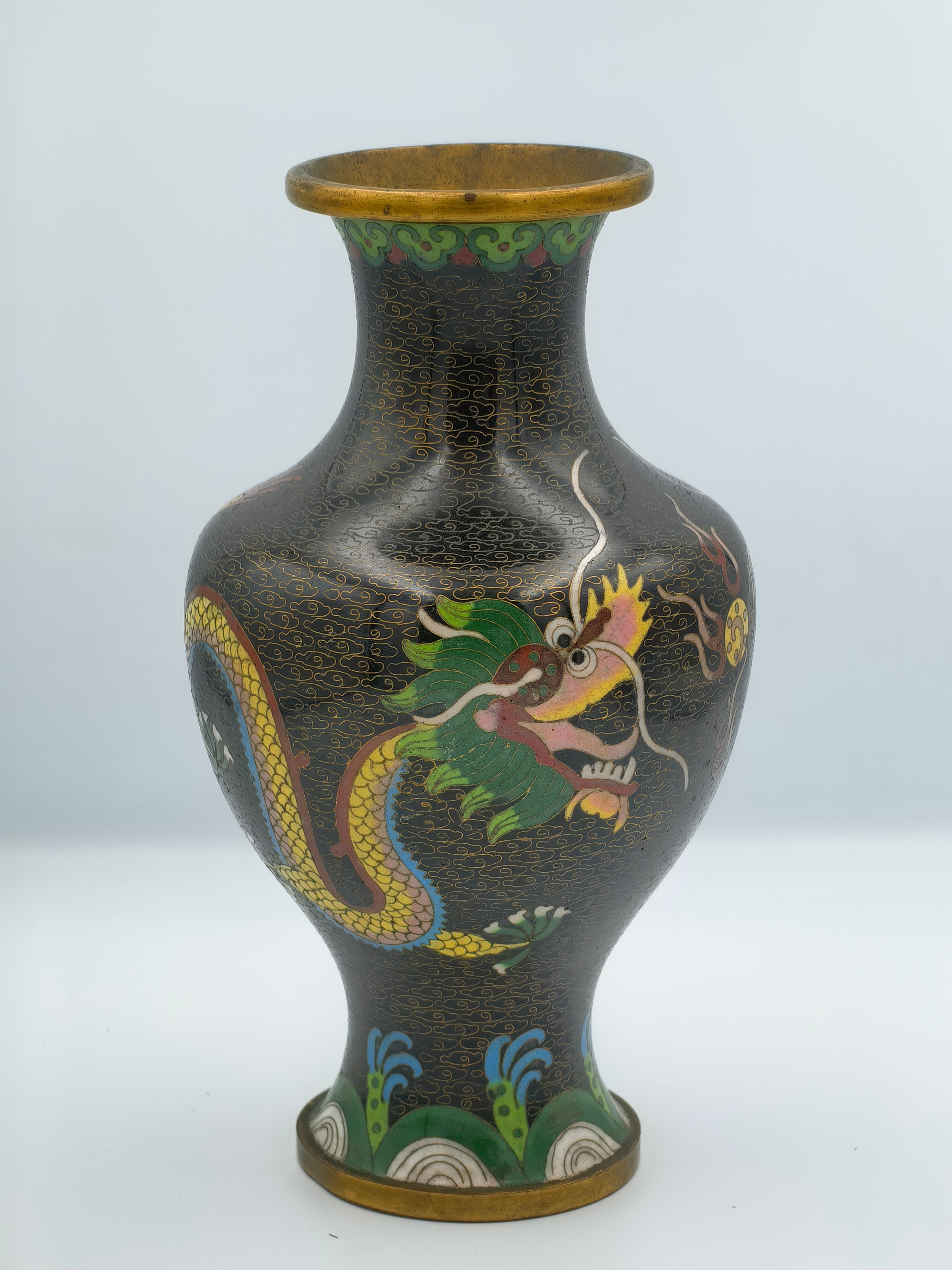  Chinese Cloisonne Enamel Dragon Vases - Additional view
