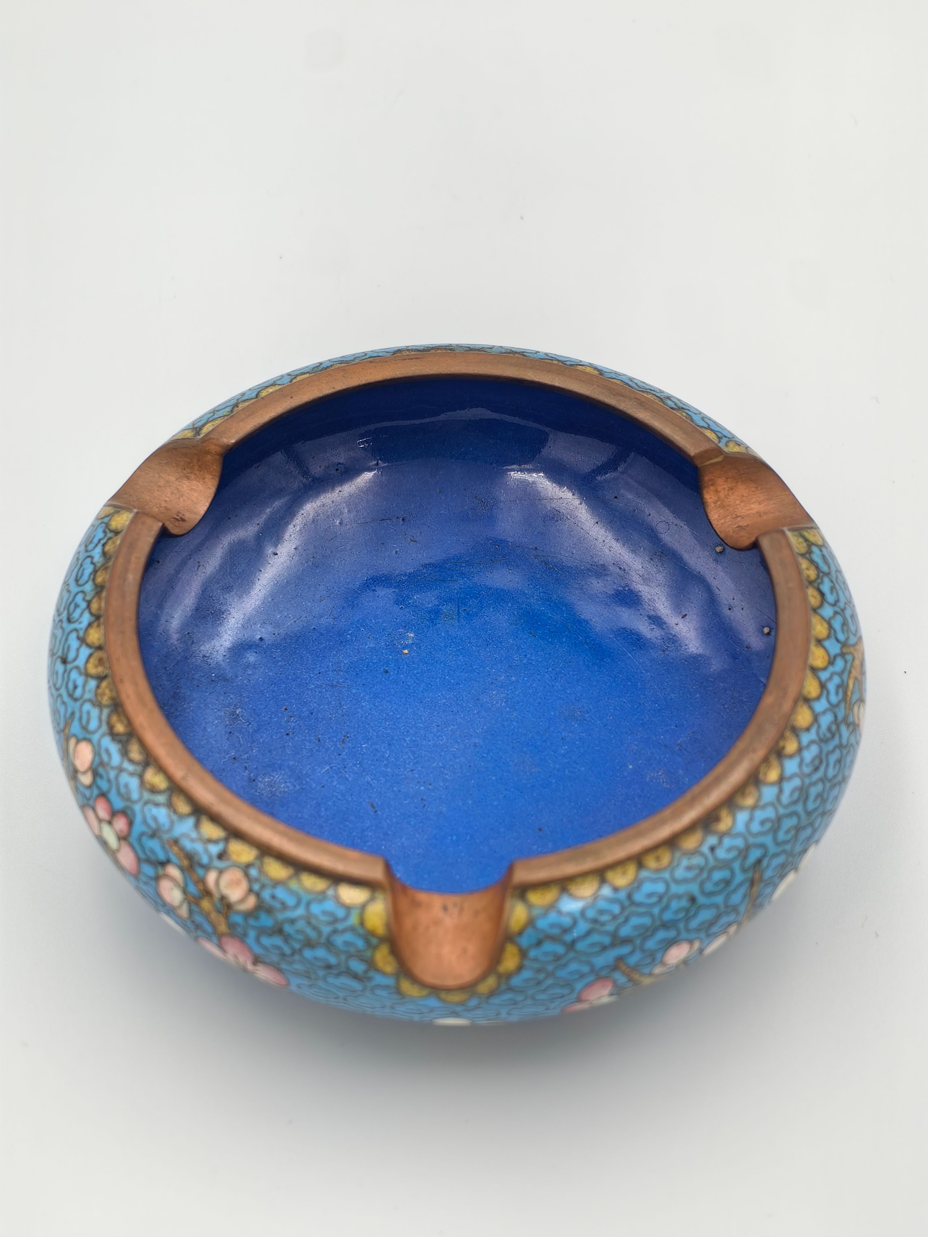 Chinese Cloisonne Enameled Brass Ashtray - Additional view