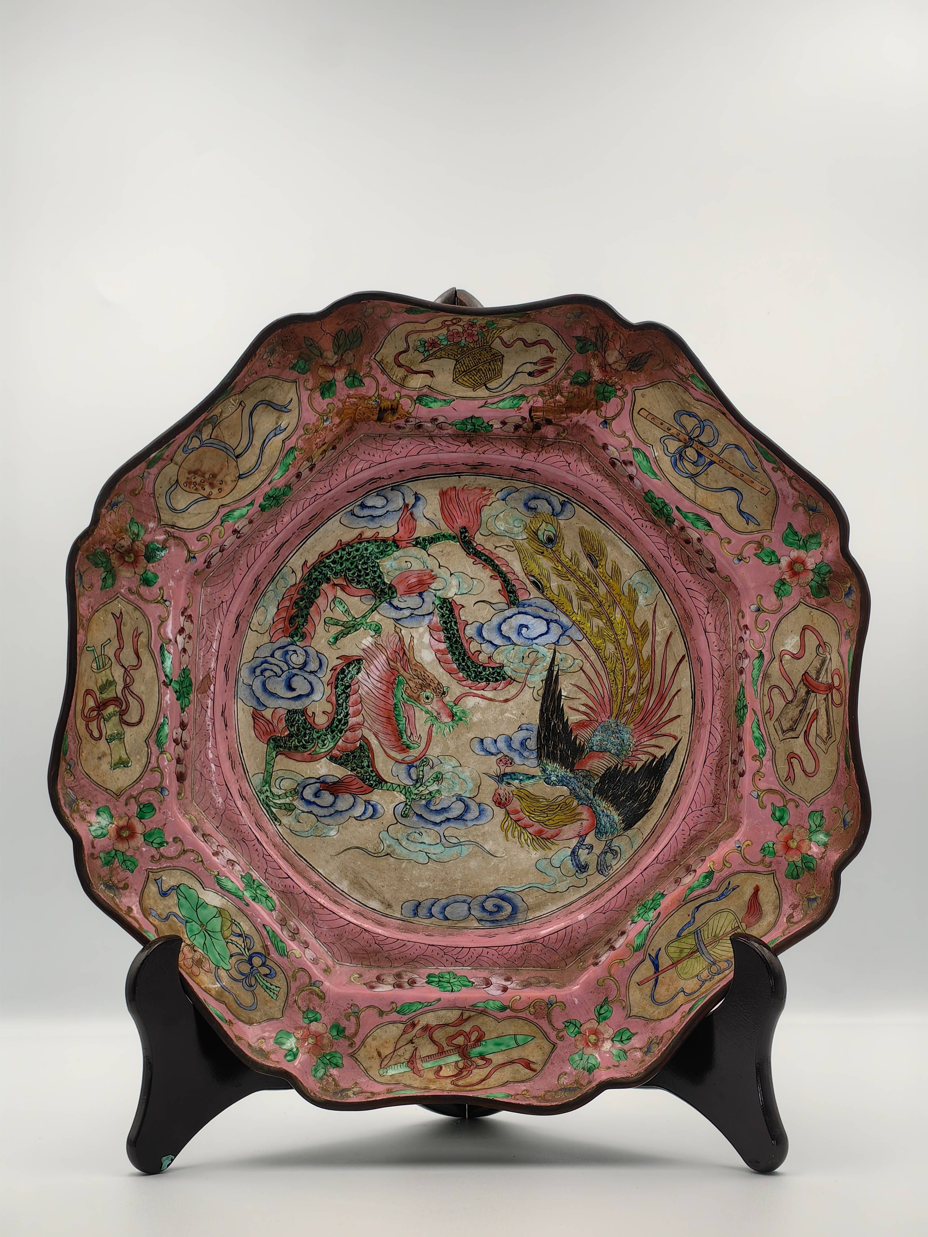 Chinese Cloisonné Enamel Dish - Additional view