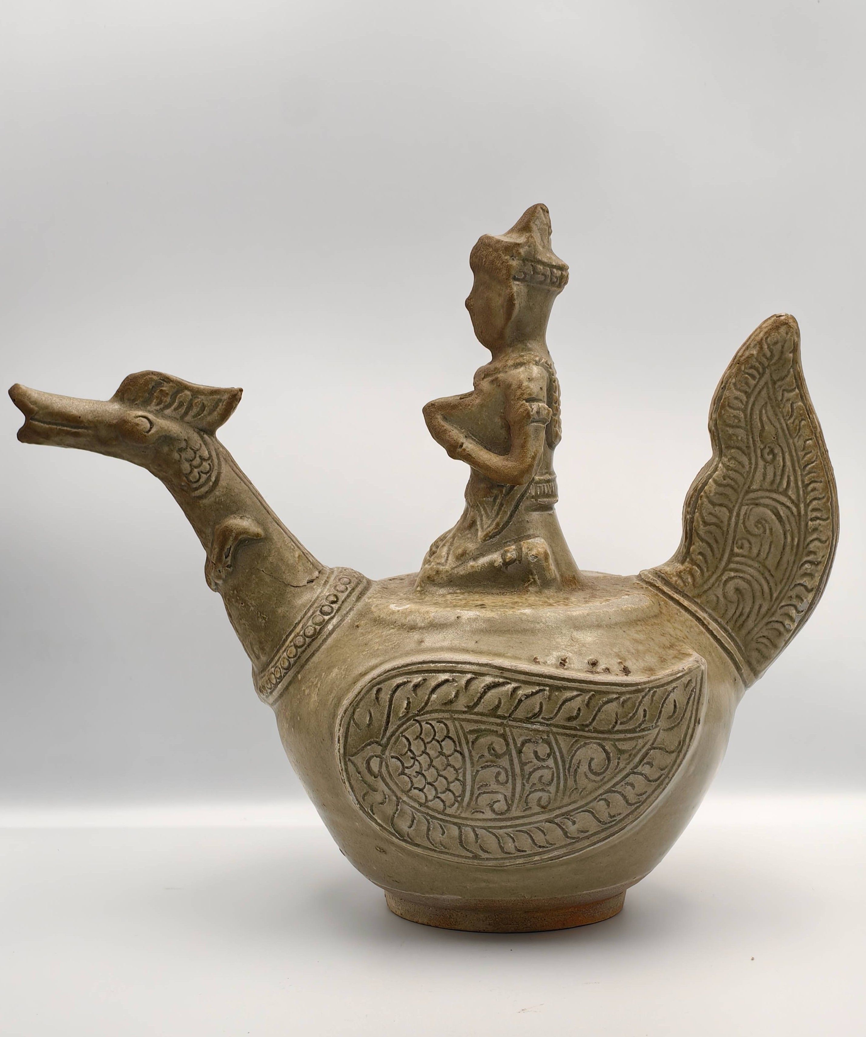 Celadon-Glazed Ewer (in the form of hamsa, with Brahma)