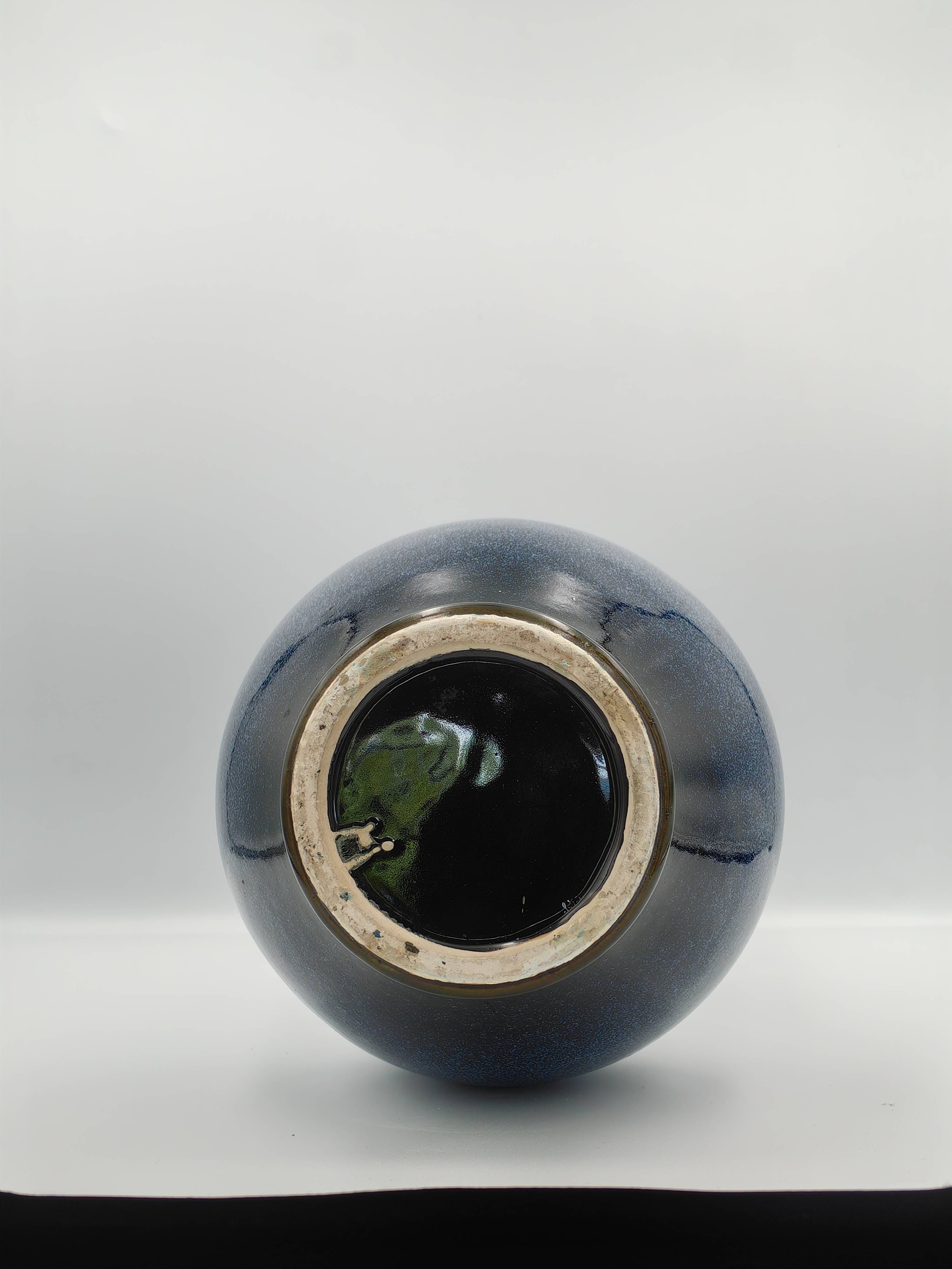 Monochrome Blue Vase with Elephant Handles - Additional view