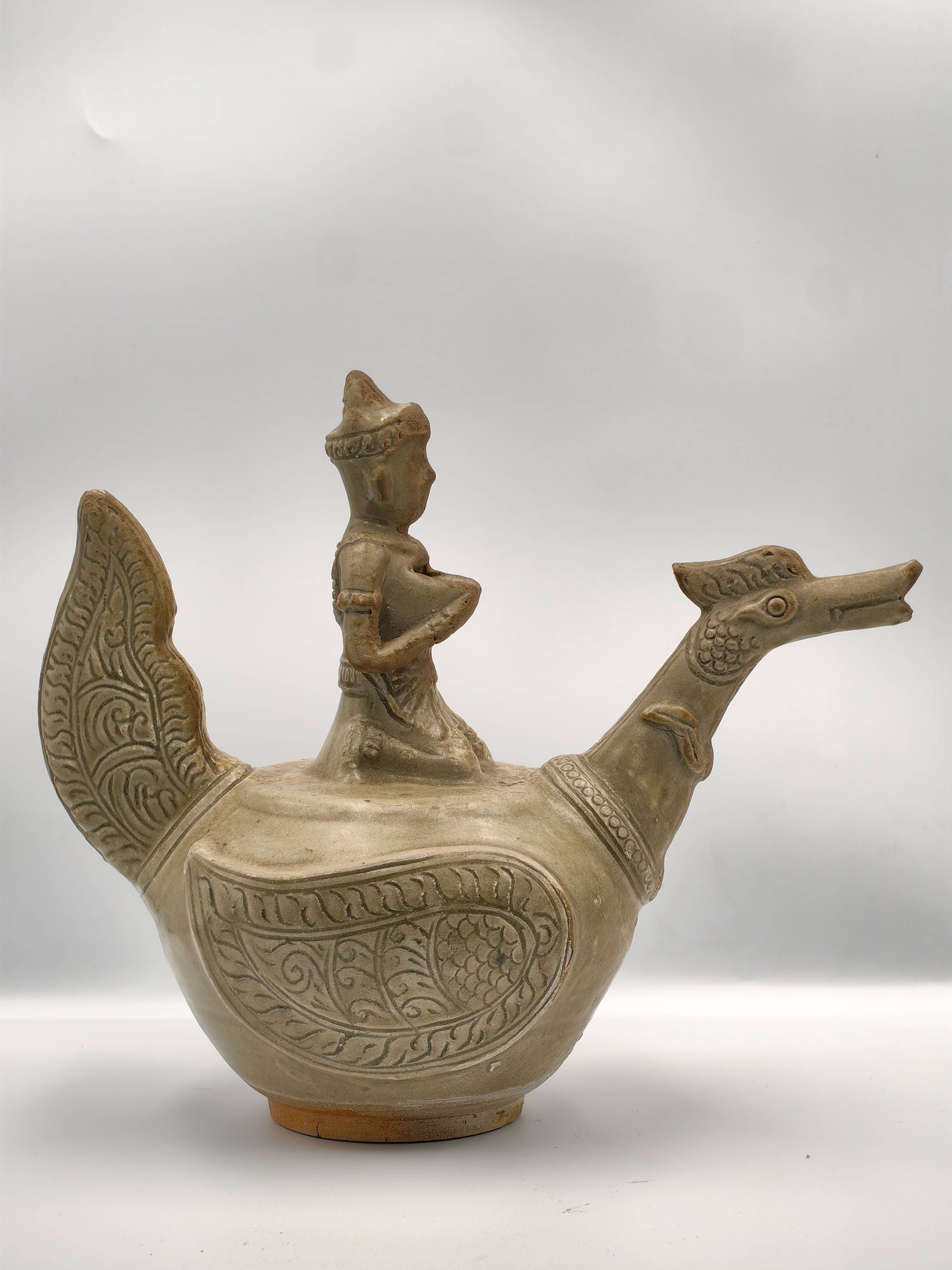 Celadon-Glazed Ewer (in the form of hamsa, with Brahma) - Additional view