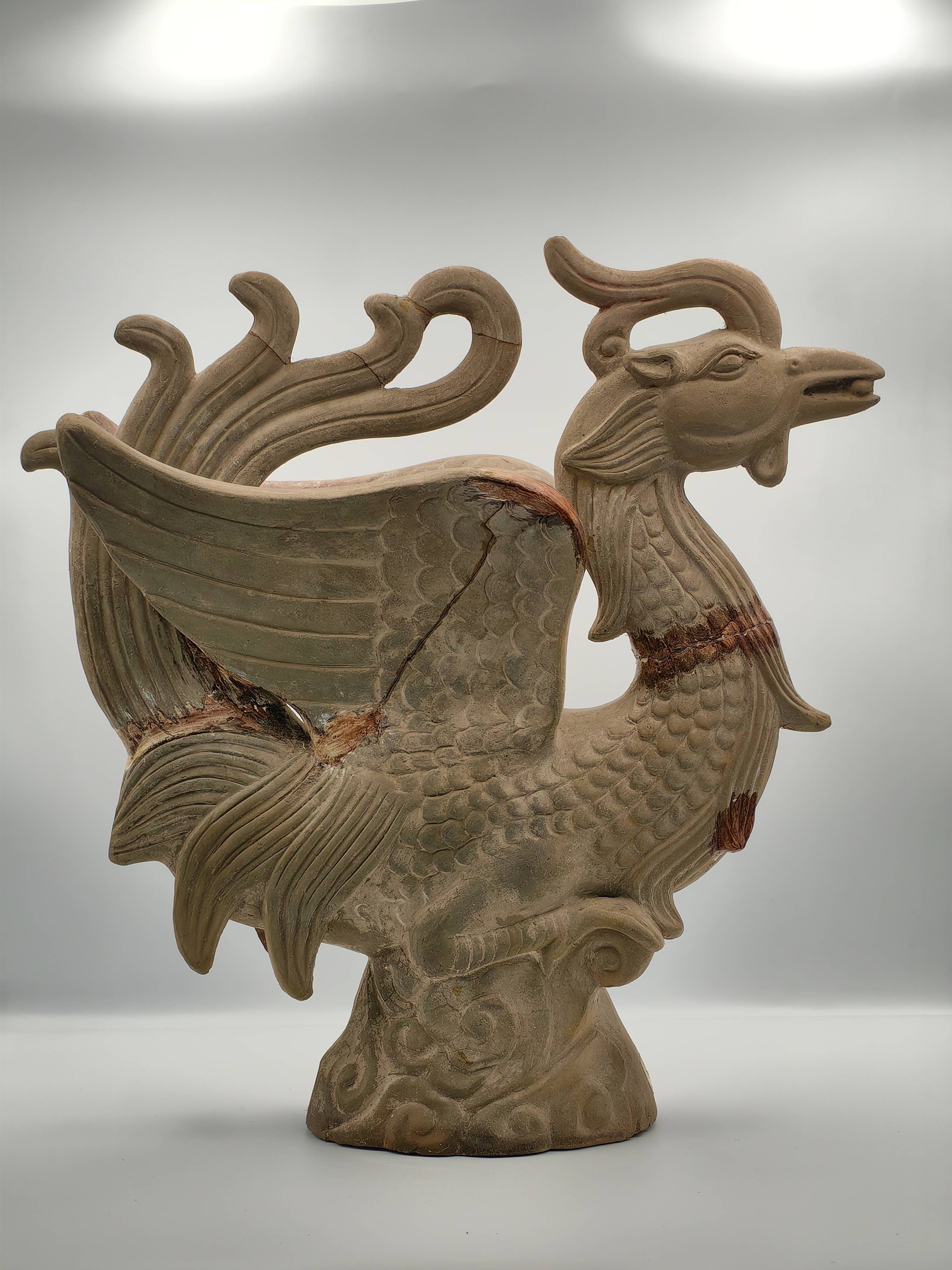Chinese Roof Tile Figure of a Vermilion Bird - Additional view
