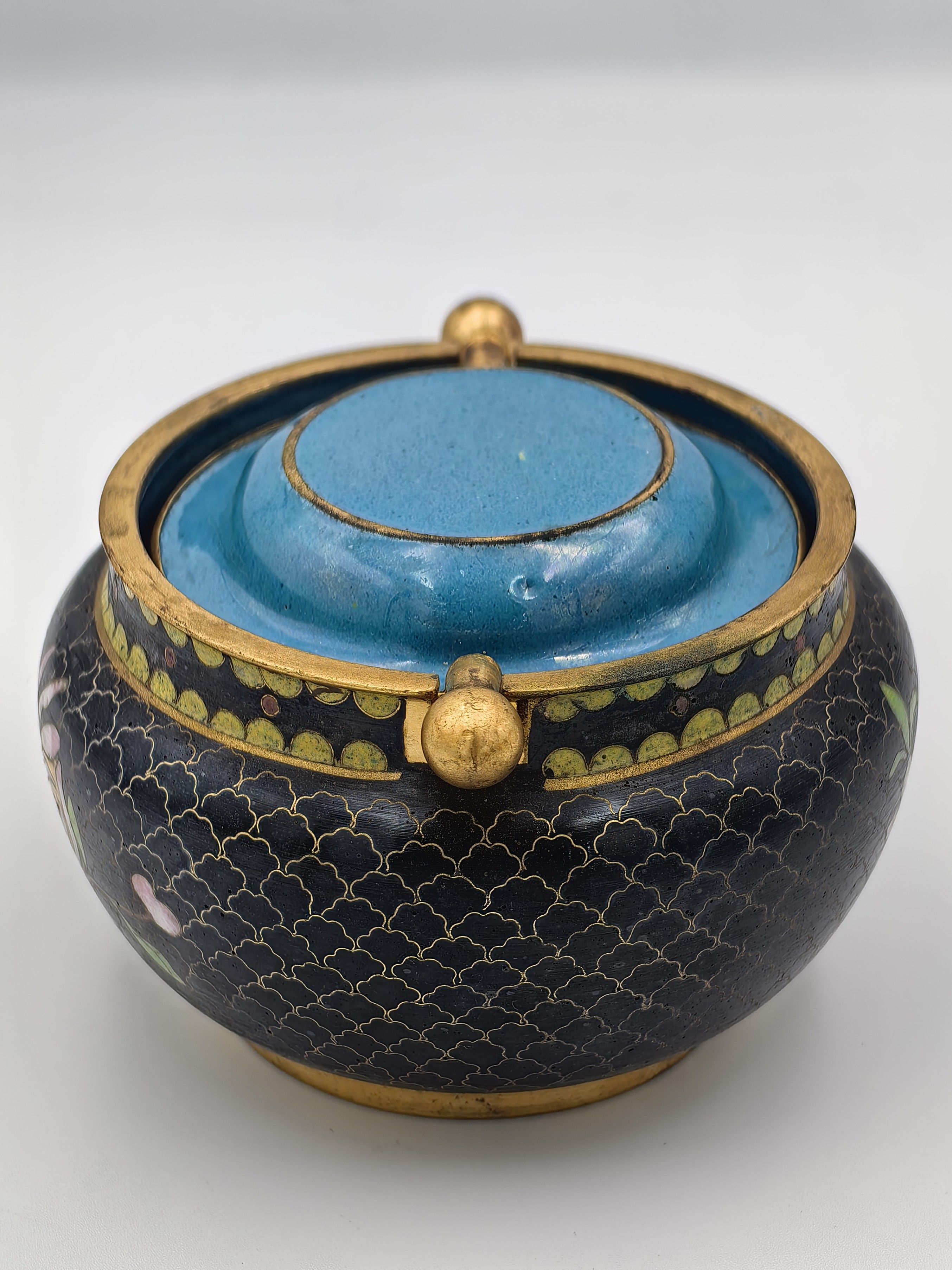 Chinese Cloisonne Ashtray Incense Burner - Additional view