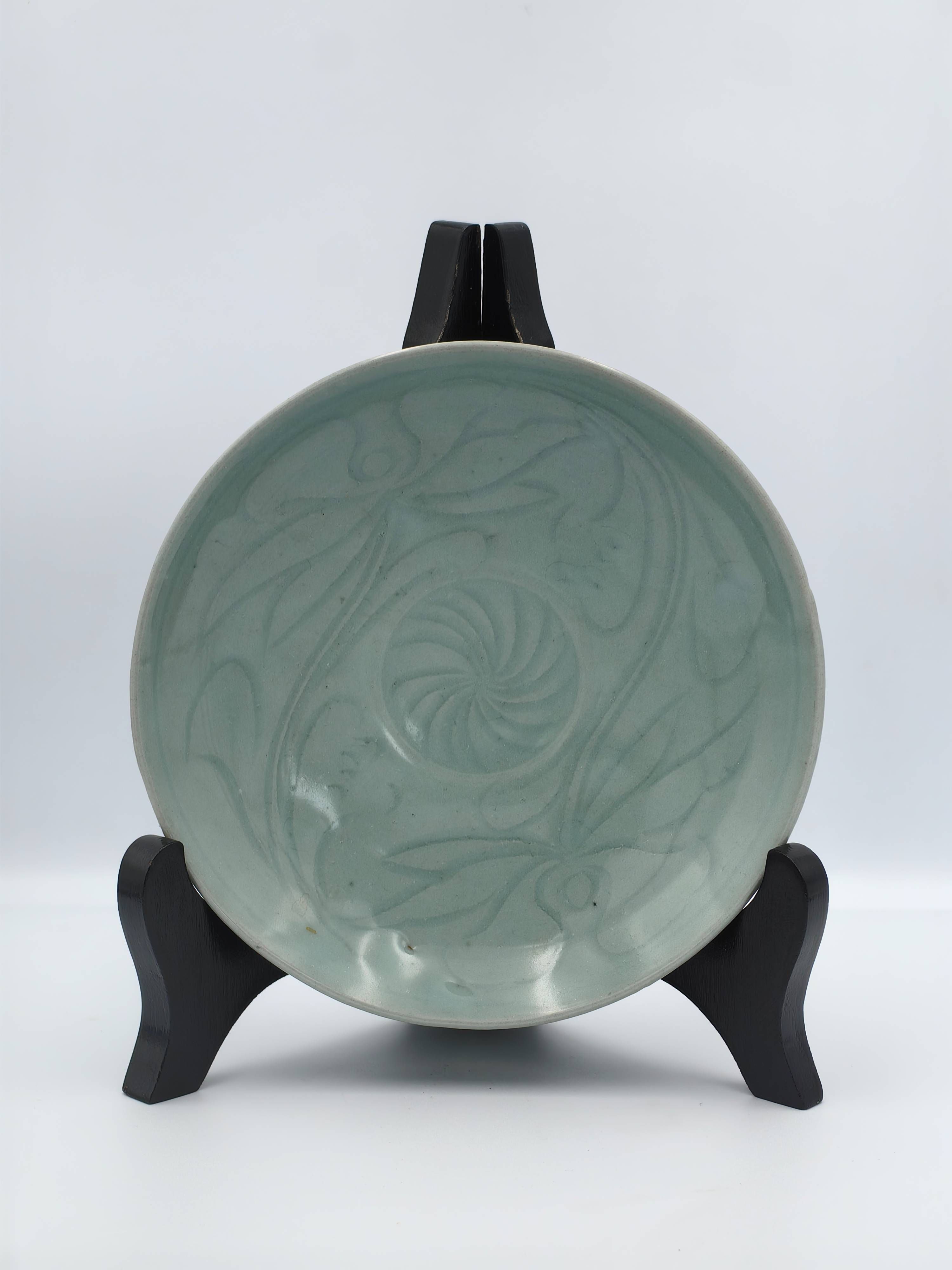 Celadon-Glazed Carved Lotus Bowl - Additional view