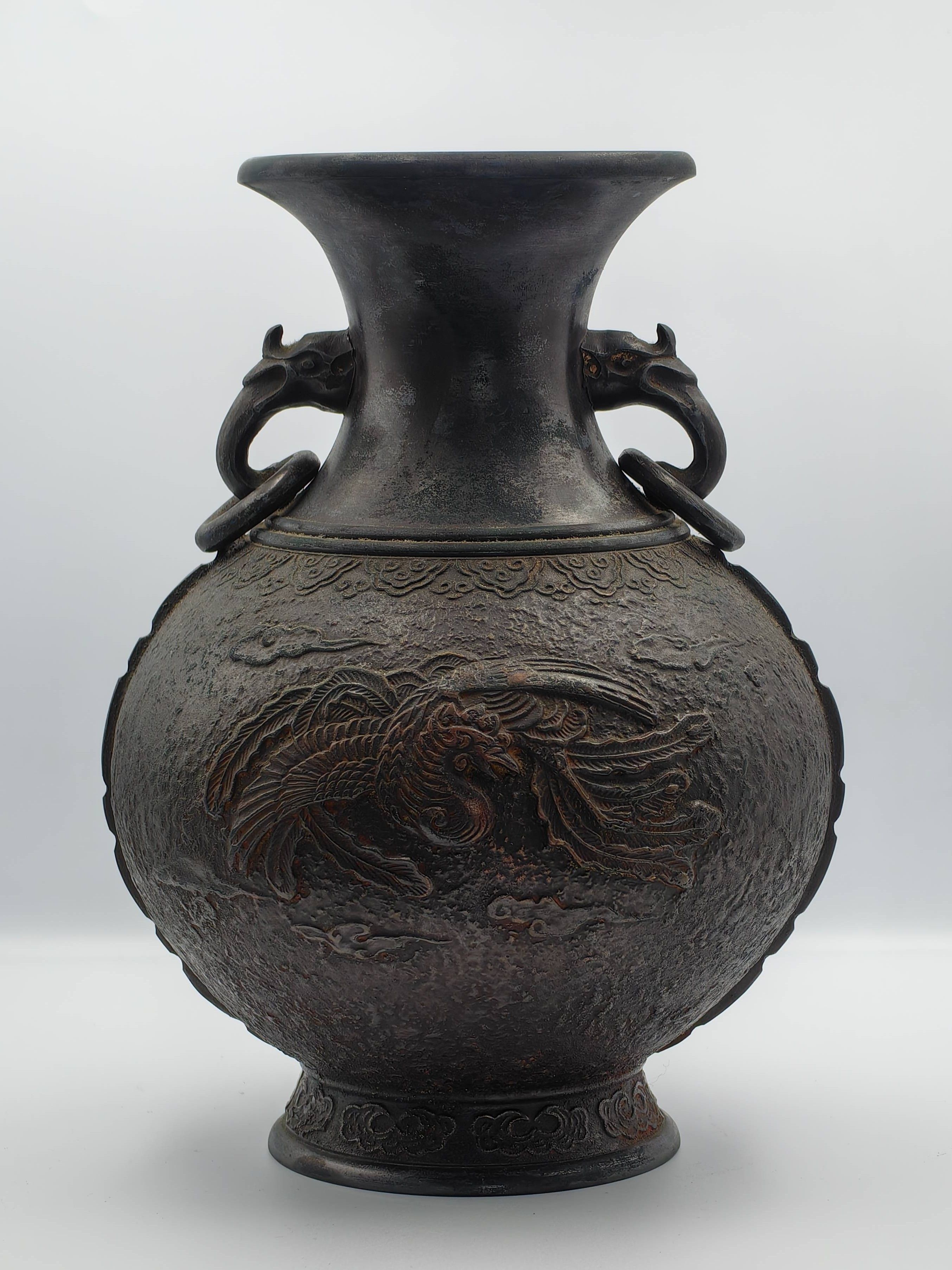 Japanese Bronze "Phoenix" Vase, Taisho Period (1912-1926)