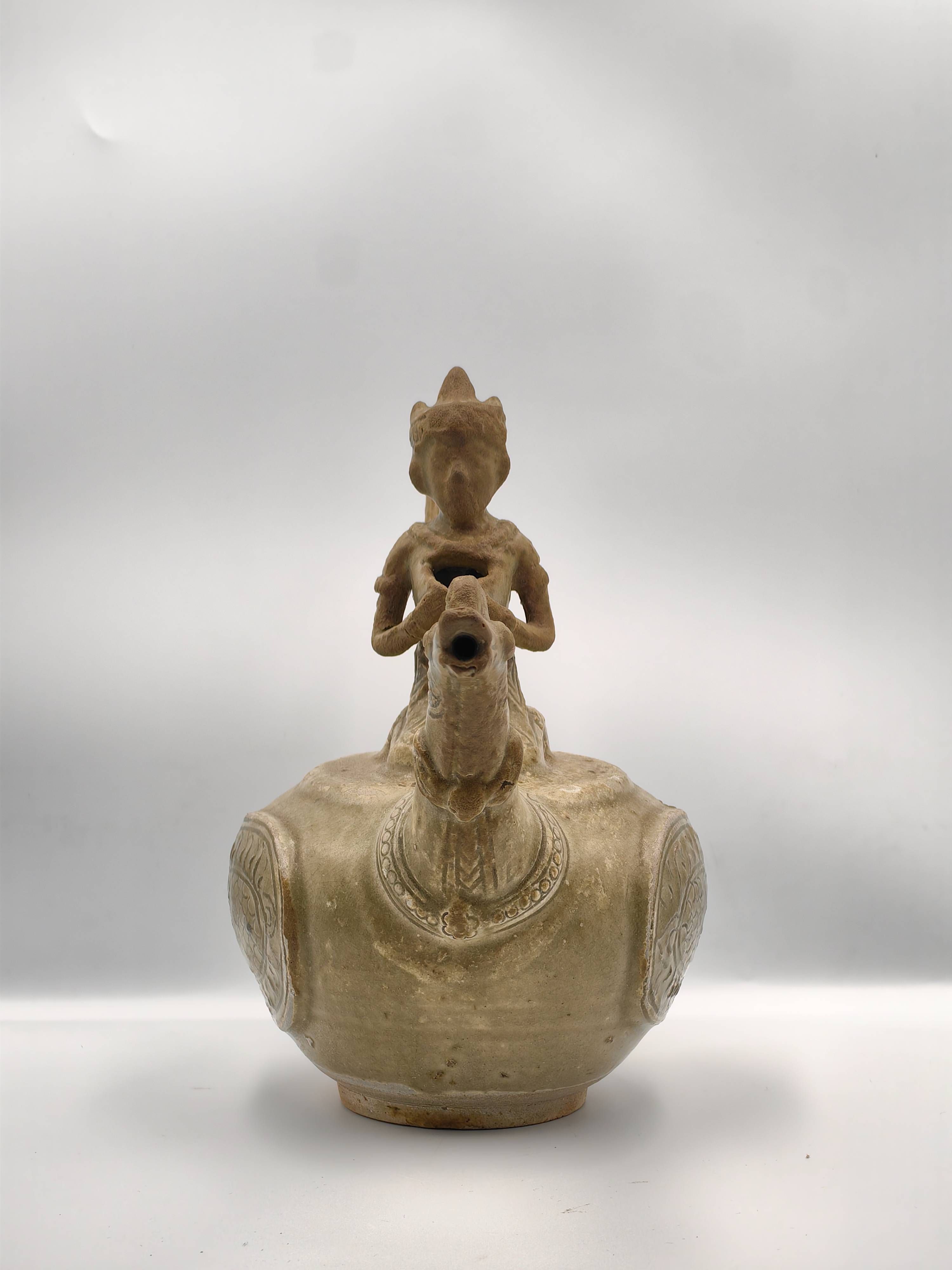 Celadon-Glazed Ewer (in the form of hamsa, with Brahma) - Additional view