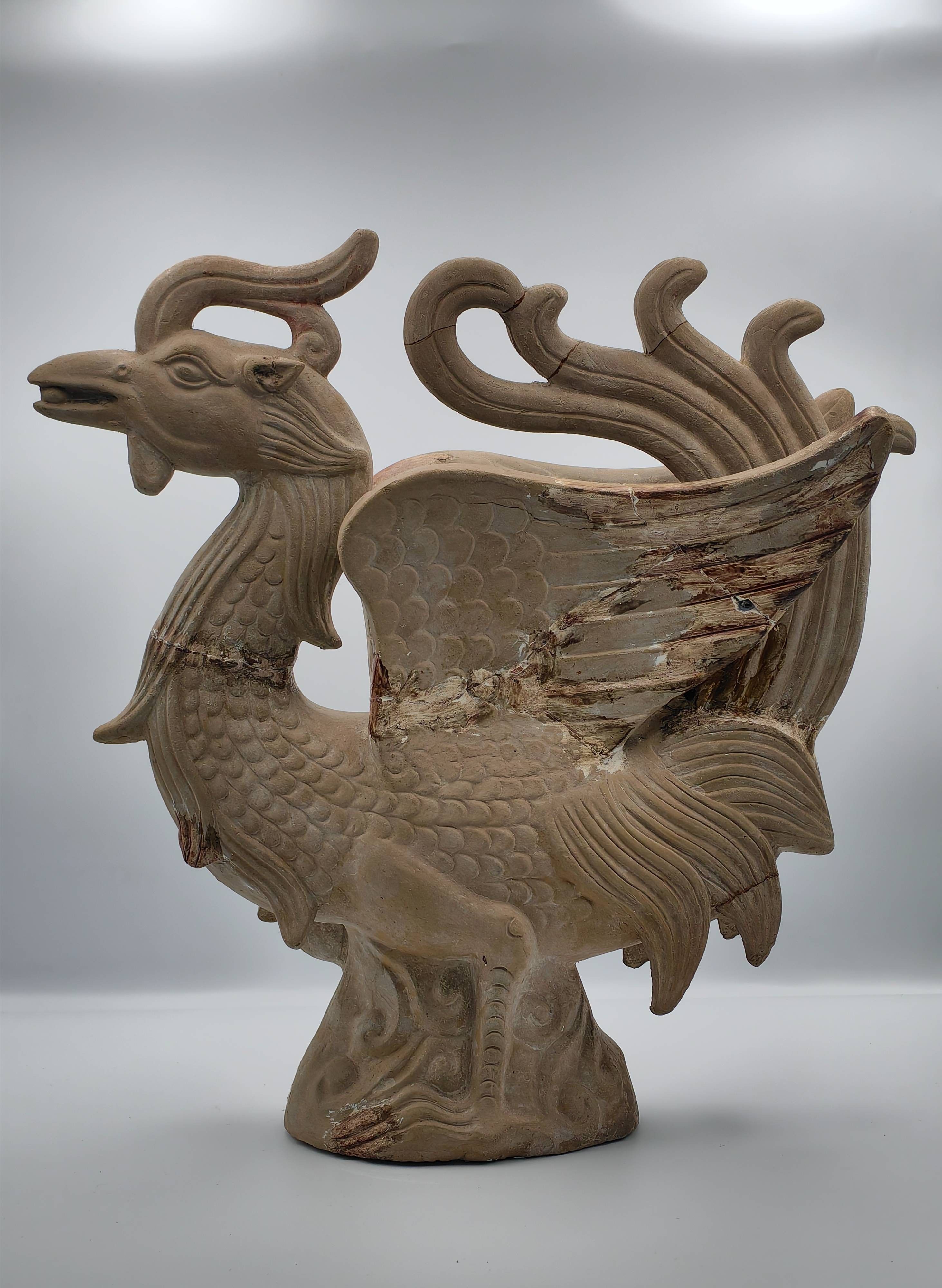 Chinese Roof Tile Figure of a Vermilion Bird
