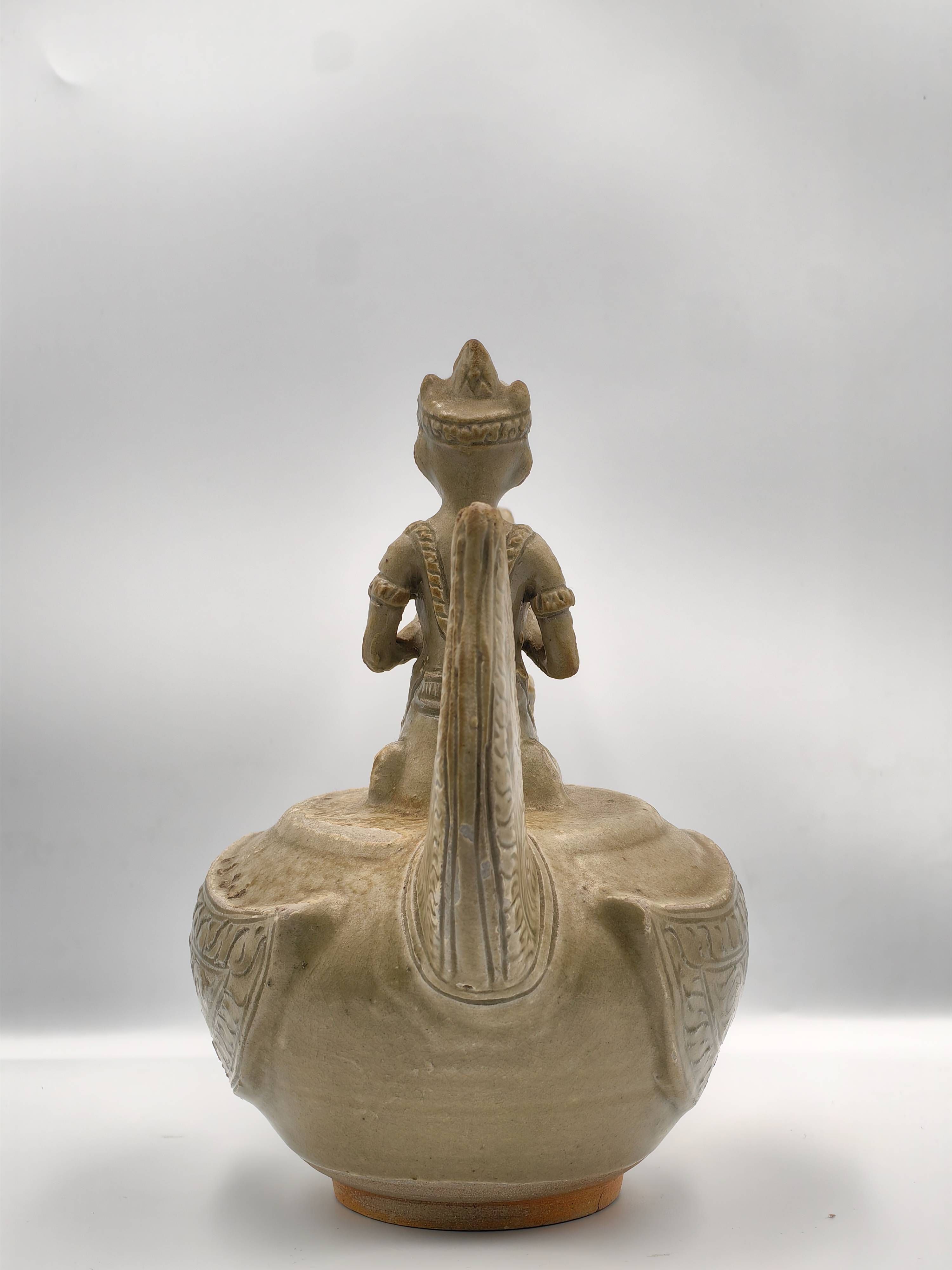 Celadon-Glazed Ewer (in the form of hamsa, with Brahma) - Additional view