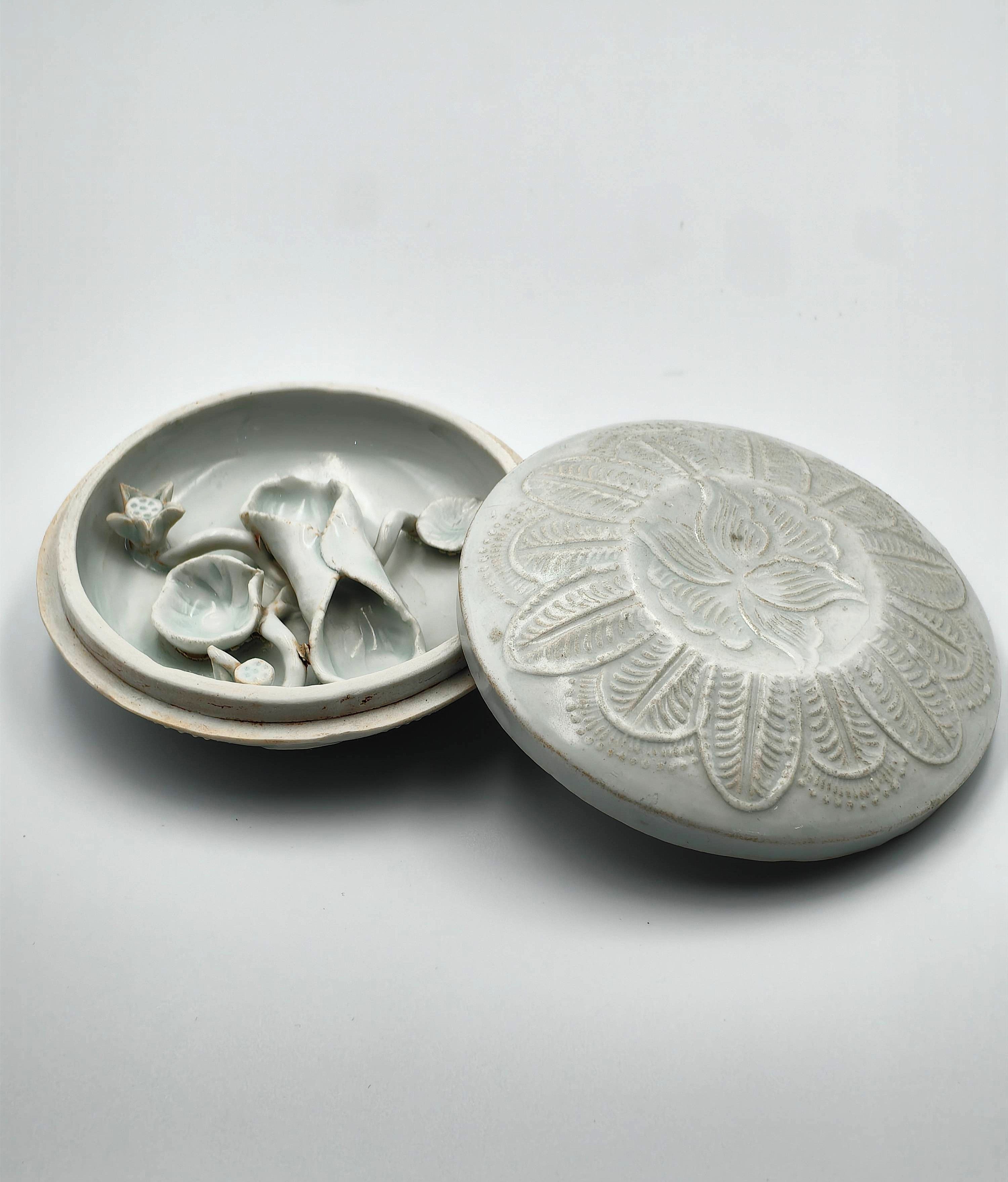 Moulded Qingbai Cosmetic Box, Song Dynasty