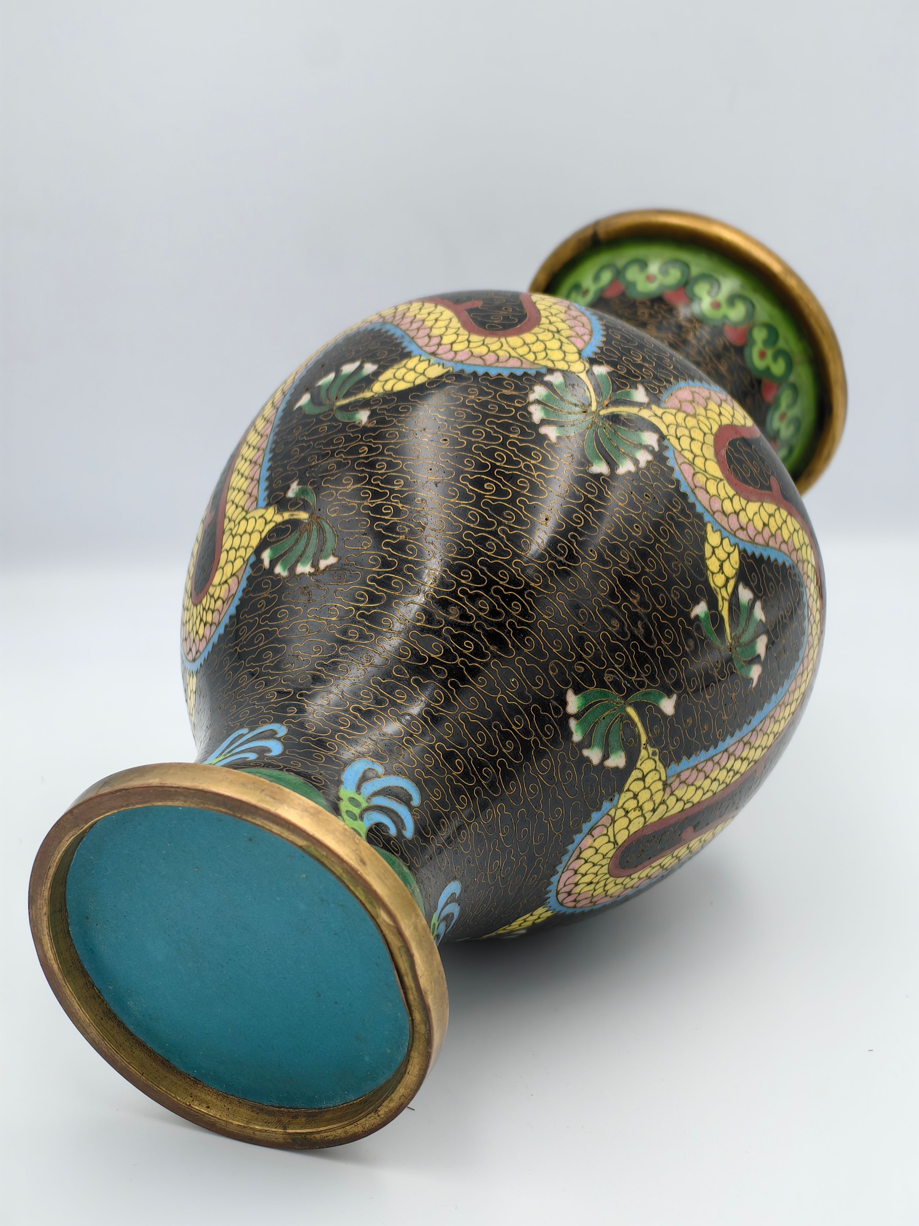  Chinese Cloisonne Enamel Dragon Vases - Additional view