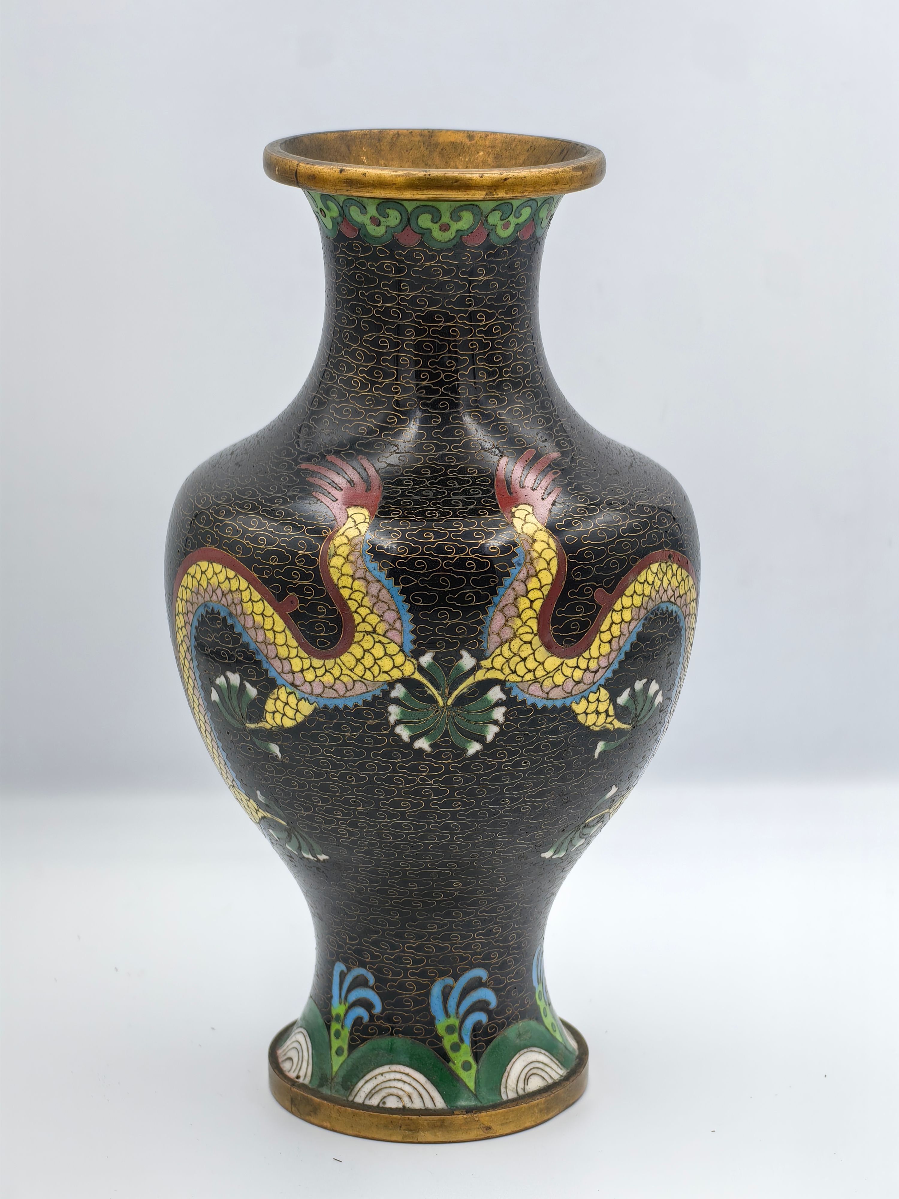 Chinese Cloisonne Enamel Dragon Vases - Additional view