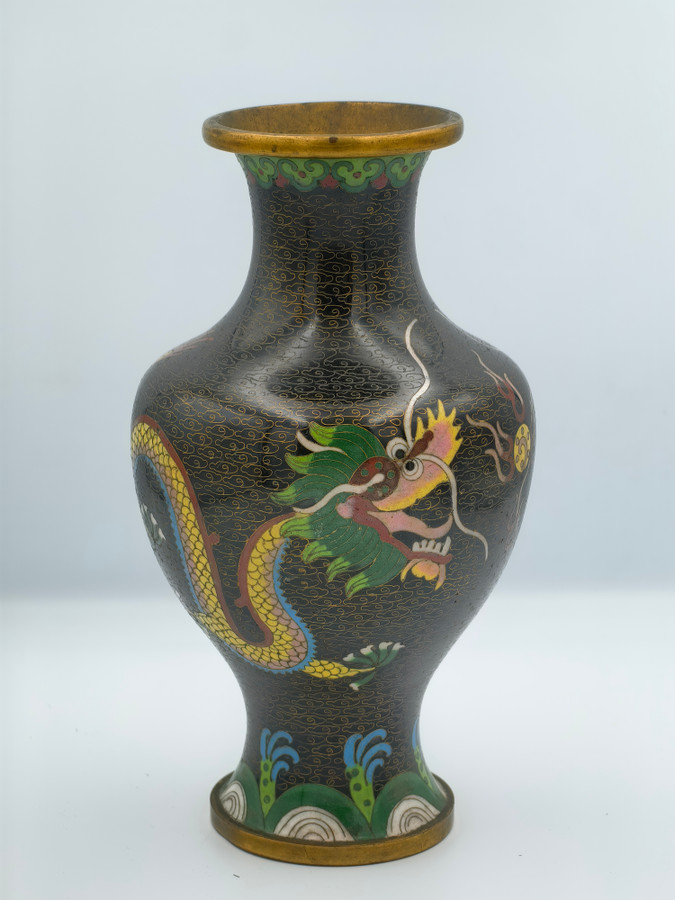 Chinese Cloisonne Enamel Dragon Vases