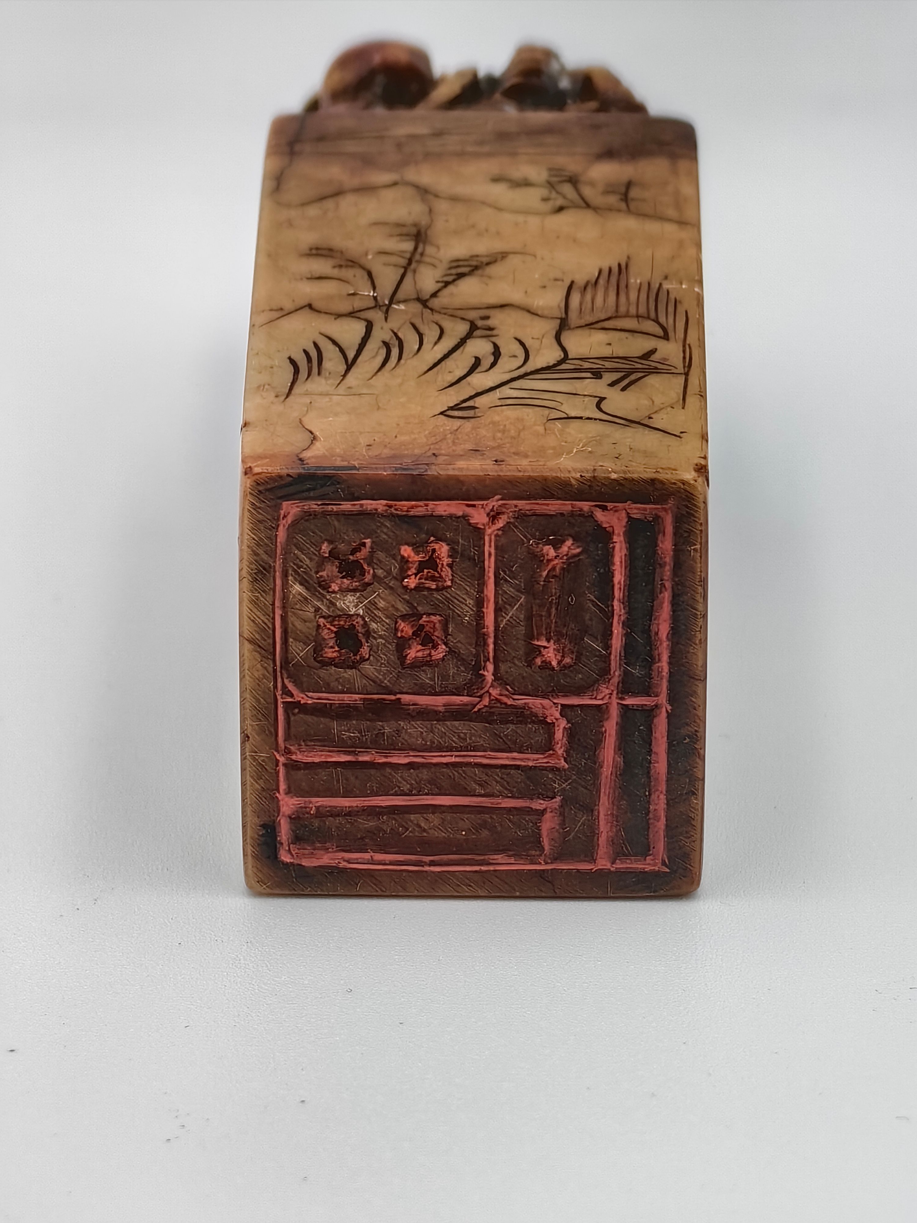 Carved Soapstone Chinese Seal with Dragon on Top - Additional view