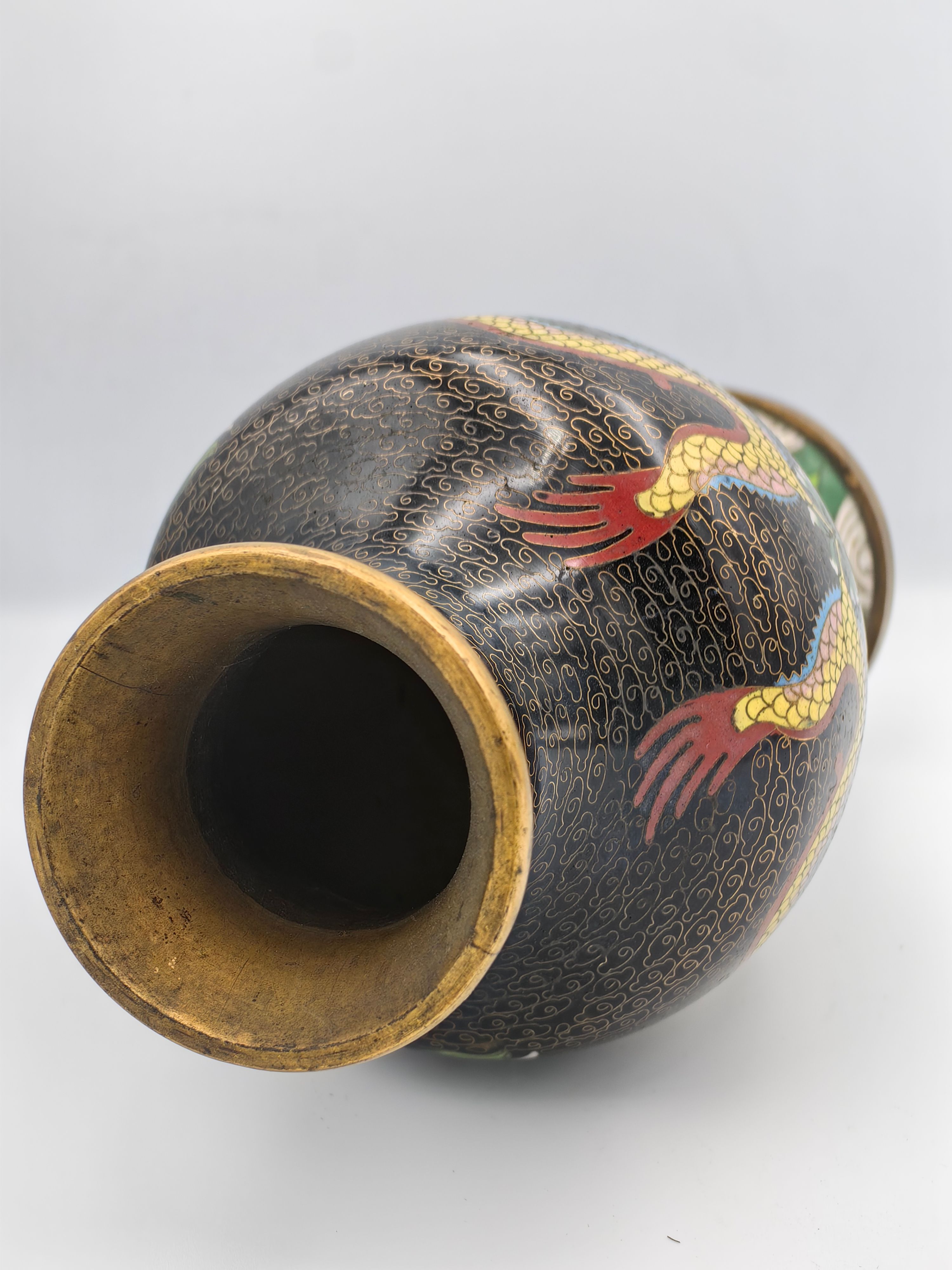  Chinese Cloisonne Enamel Dragon Vases - Additional view