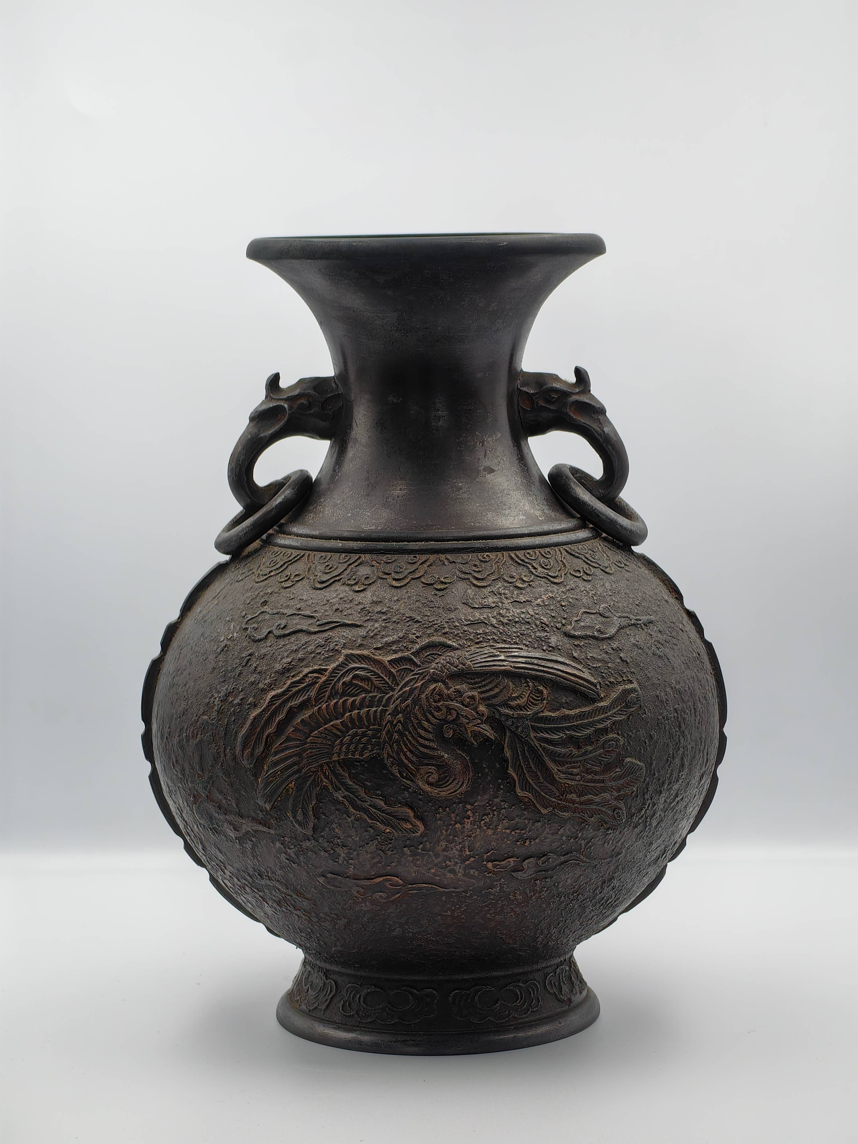 Japanese Bronze "Phoenix" Vase, Taisho Period (1912-1926) - Additional view